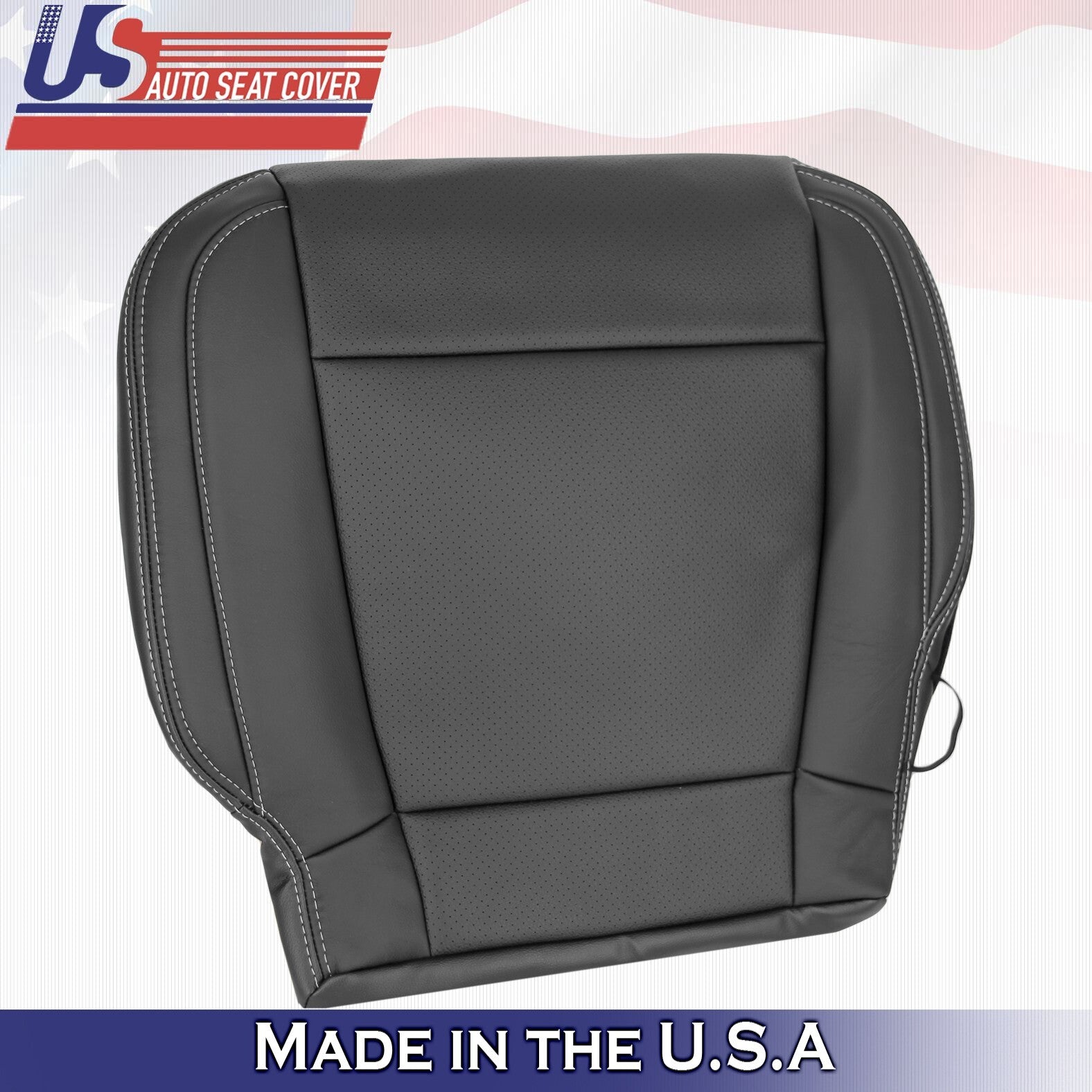 2016 For Ford F150 Lariat Driver & Passenger Bottom Perf Leather Seat Covers BLK
