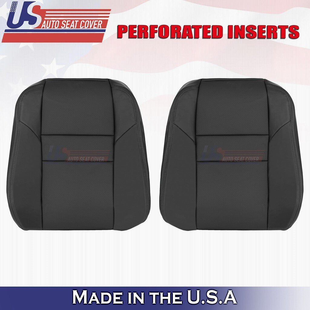 2004 to 2008 Fits Acura TSX Driver & Passenger Top Perforated Leather Covers BLK