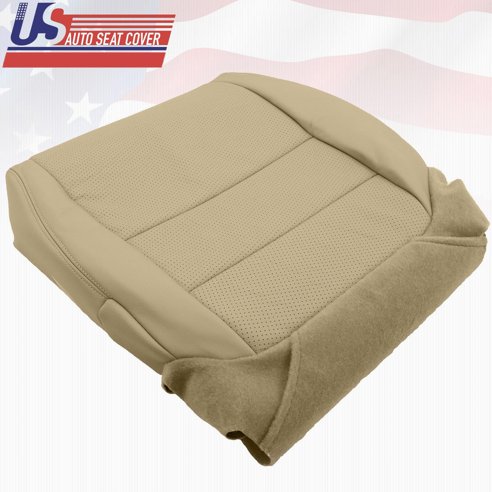 For 07 08 Acura TL Passenger Bottom Replacement Seat Cover Perforated LeatherTAN