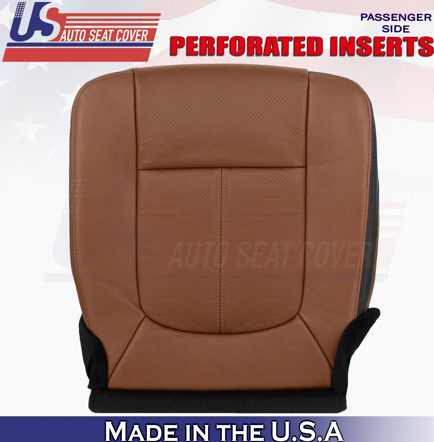 2013 to 2016 For Ford F250 Platinum Passenger Bottom Leather Seat Cover Brown