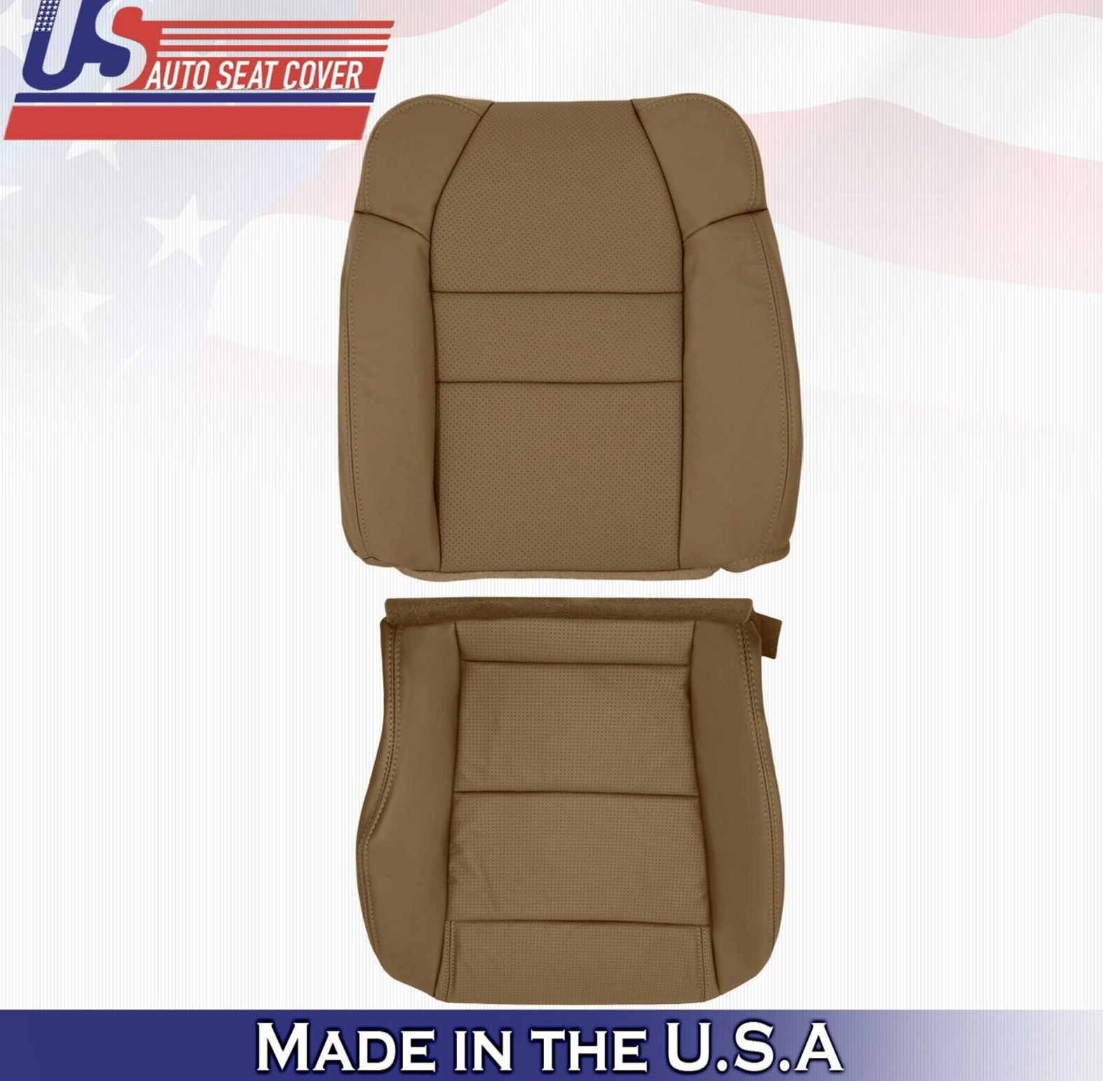 2005 2006 For Acura MDX Passenger Top Bottom Perforated Leather Seat Covers Tan