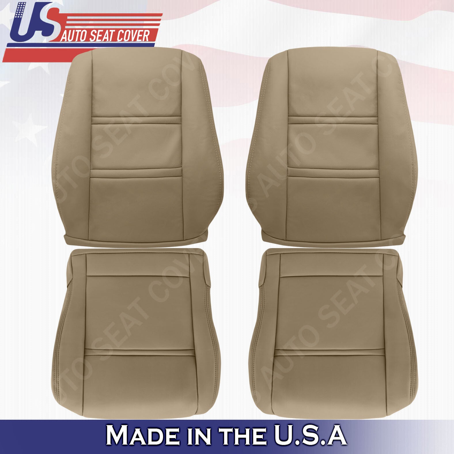 1990 to1997 Toyota Land Cruiser Front Driver & Passenger Seat Covers Leather Tan