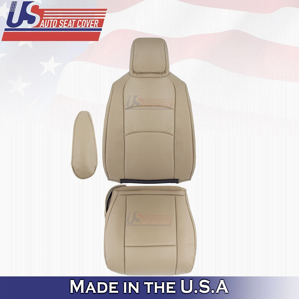 2009 to 2014 Fits Ford E150 Front Set Bottoms-Tops-Armrests Vinyl Cover Tan