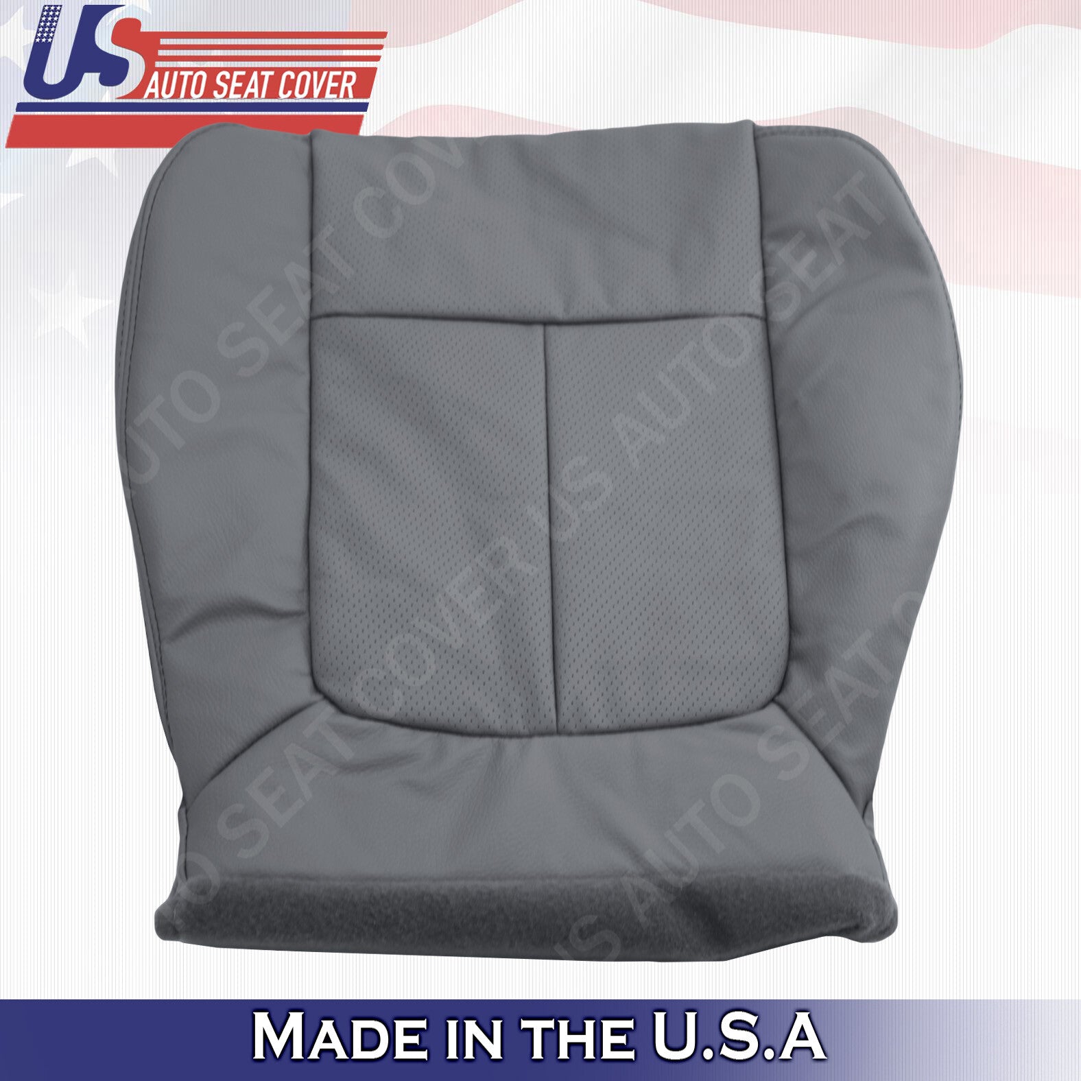 Passenger Bottom Perforated Leather Seat Cover 2011 to 2014 Ford F150 Steel Gray