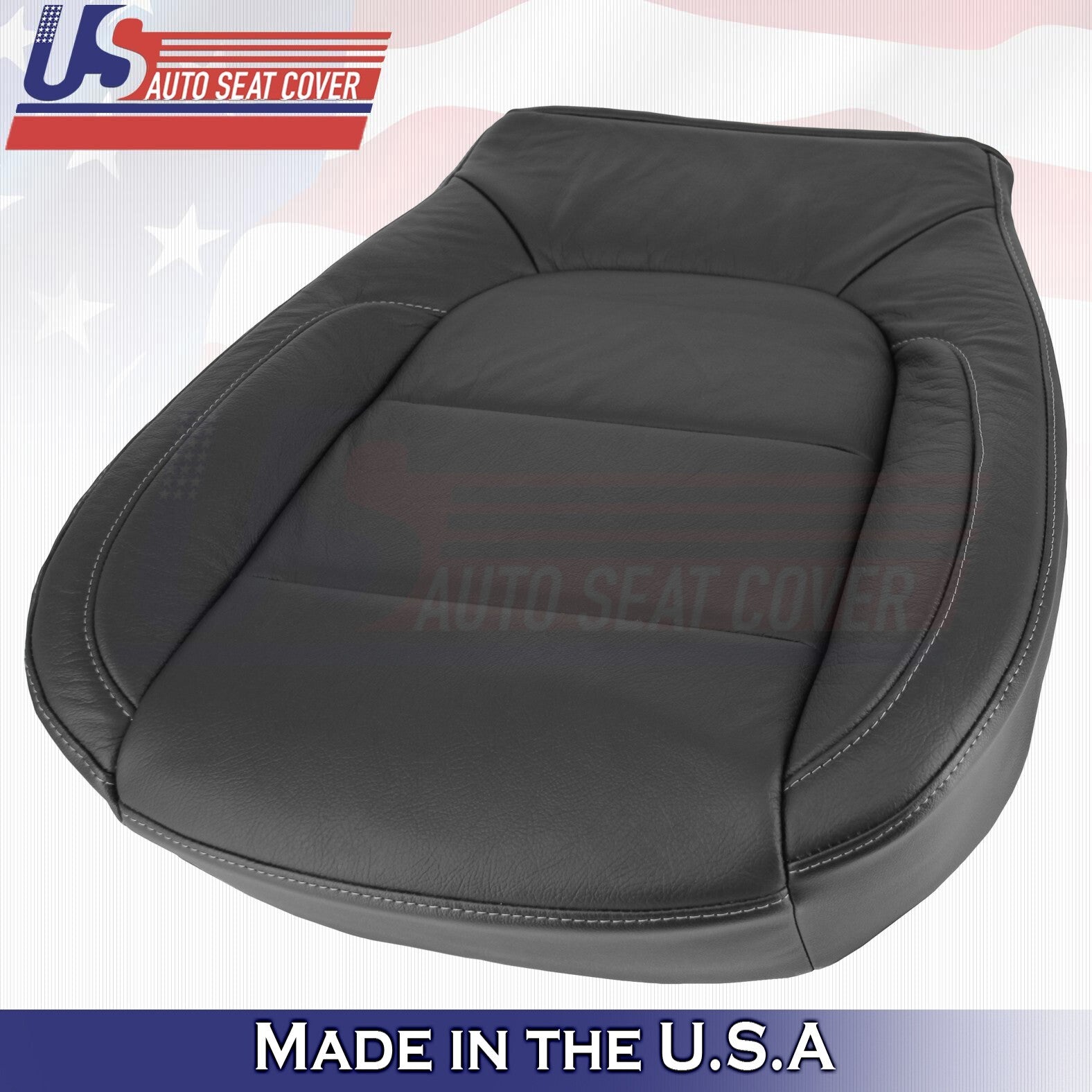 2019 to 2023 For GMC Sierra 1500 Front Driver Bottom Leather Seat Cover Black