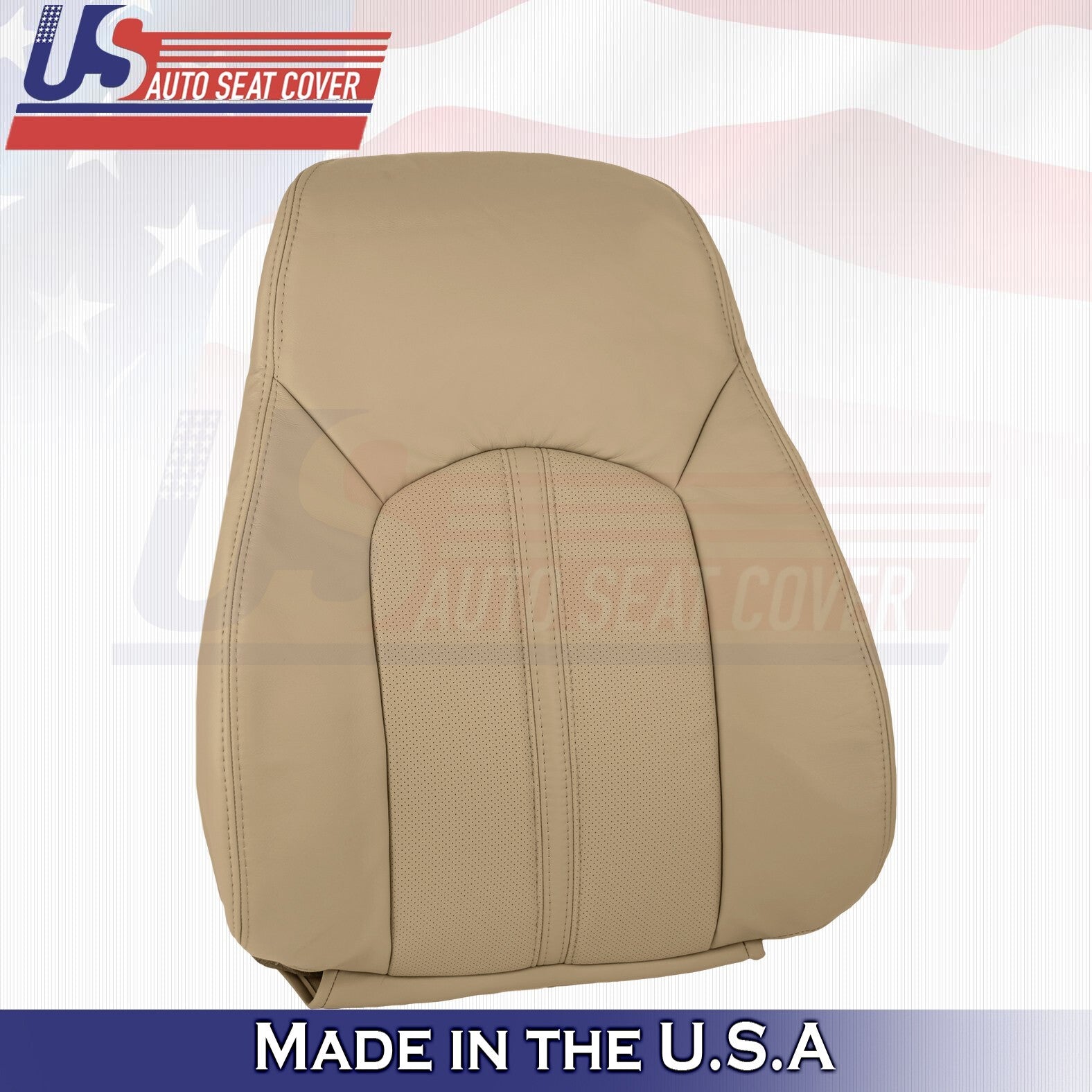 2008 to 2013 For Cadillac CTS Front Driver Top & Bottom Leather Seat Covers Tan