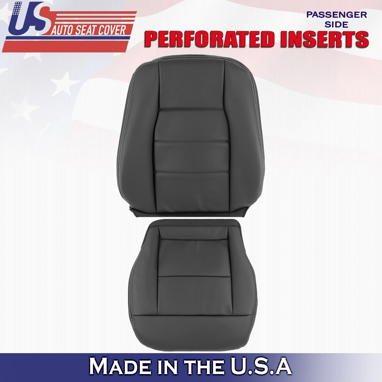 2010 to 2014 Fits Mercedes Benz E350 Passenger Top & Bottom Leather Cover Black