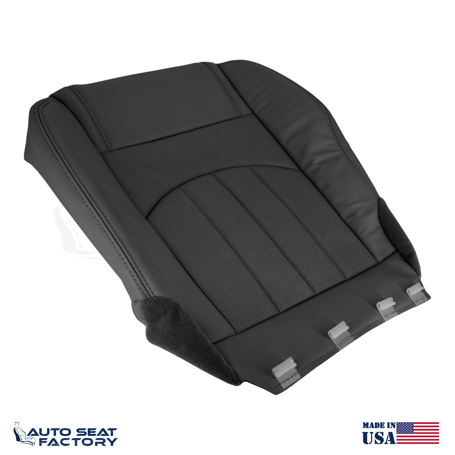 Fits 2013 - 2017 GMC Acadia Perforated Driver Bottom Black Vinyl Seat Cover