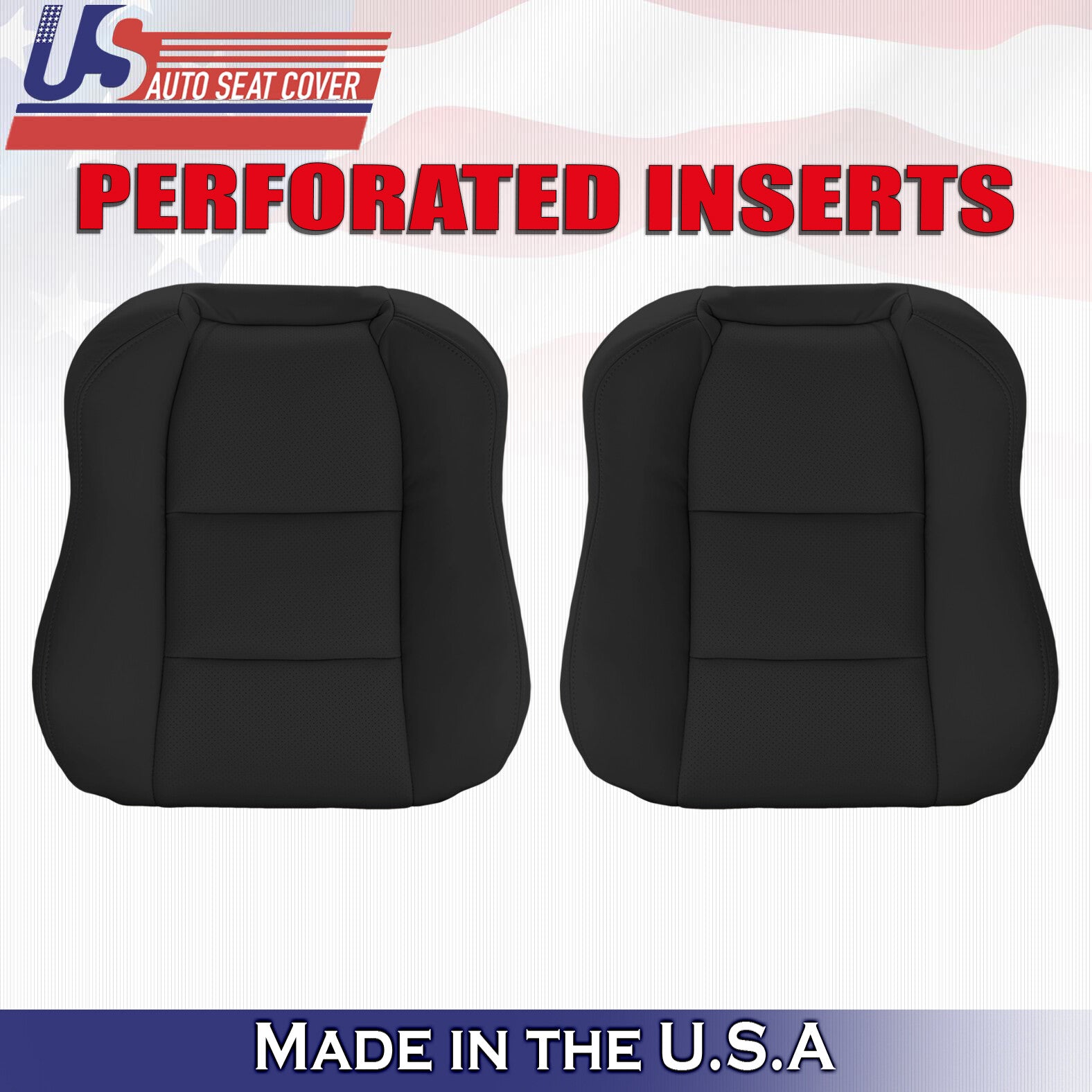 2004 Fits Acura TL Driver & Passenger 2x Top Perforated Leather Seat Covers BLK