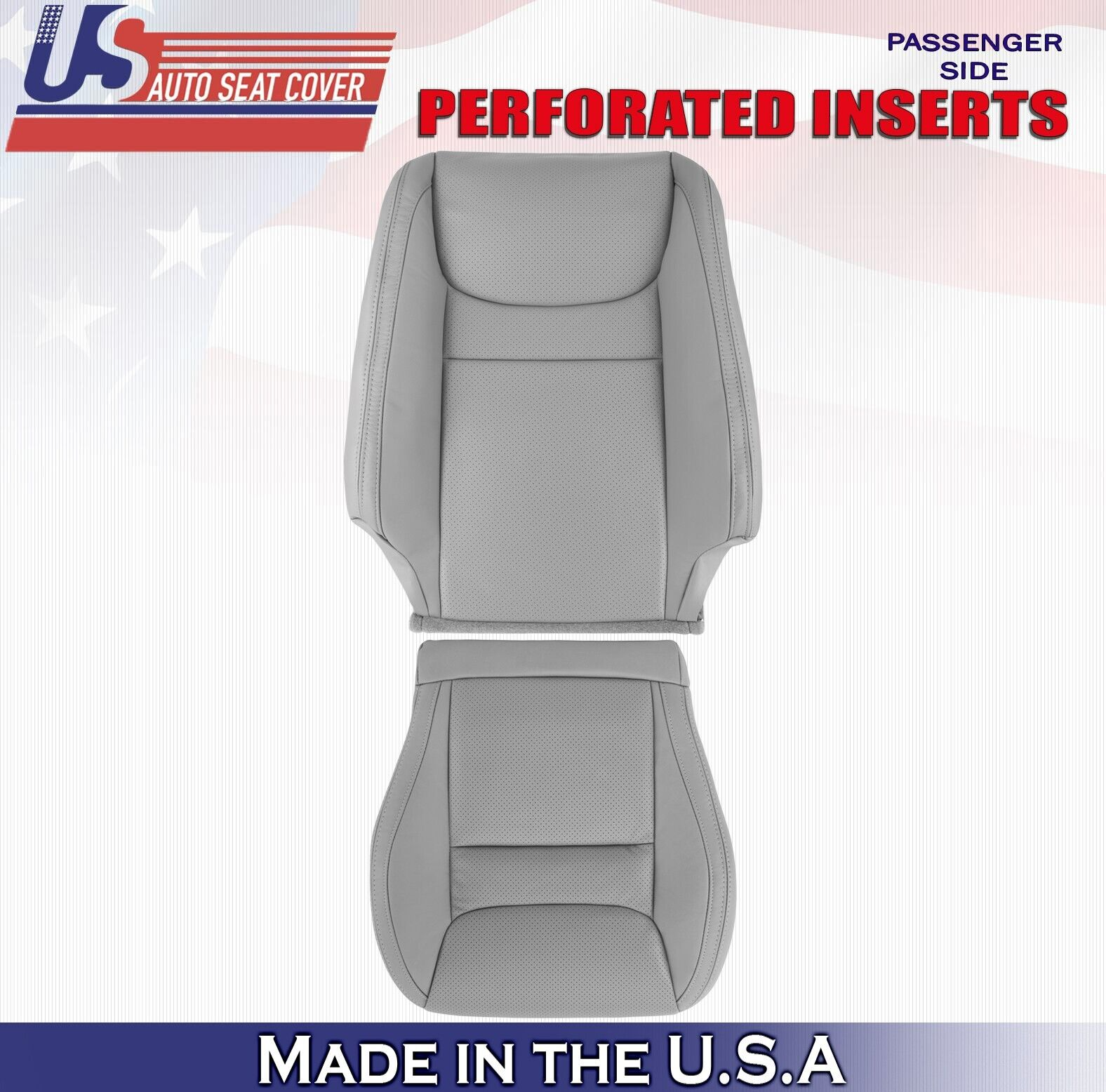 2003 For Toyota Highlander Passenger Top & Bottom Perf Leather Seat Covers Gray