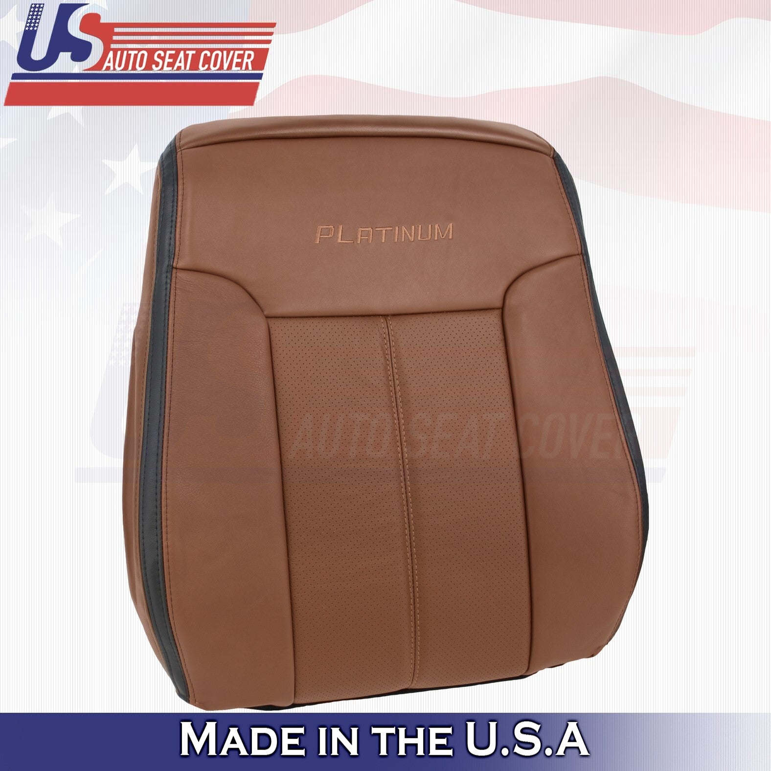 2013 to 2016 For Ford F450 Platinum Passenger Top & Bottom Leather Covers Brown