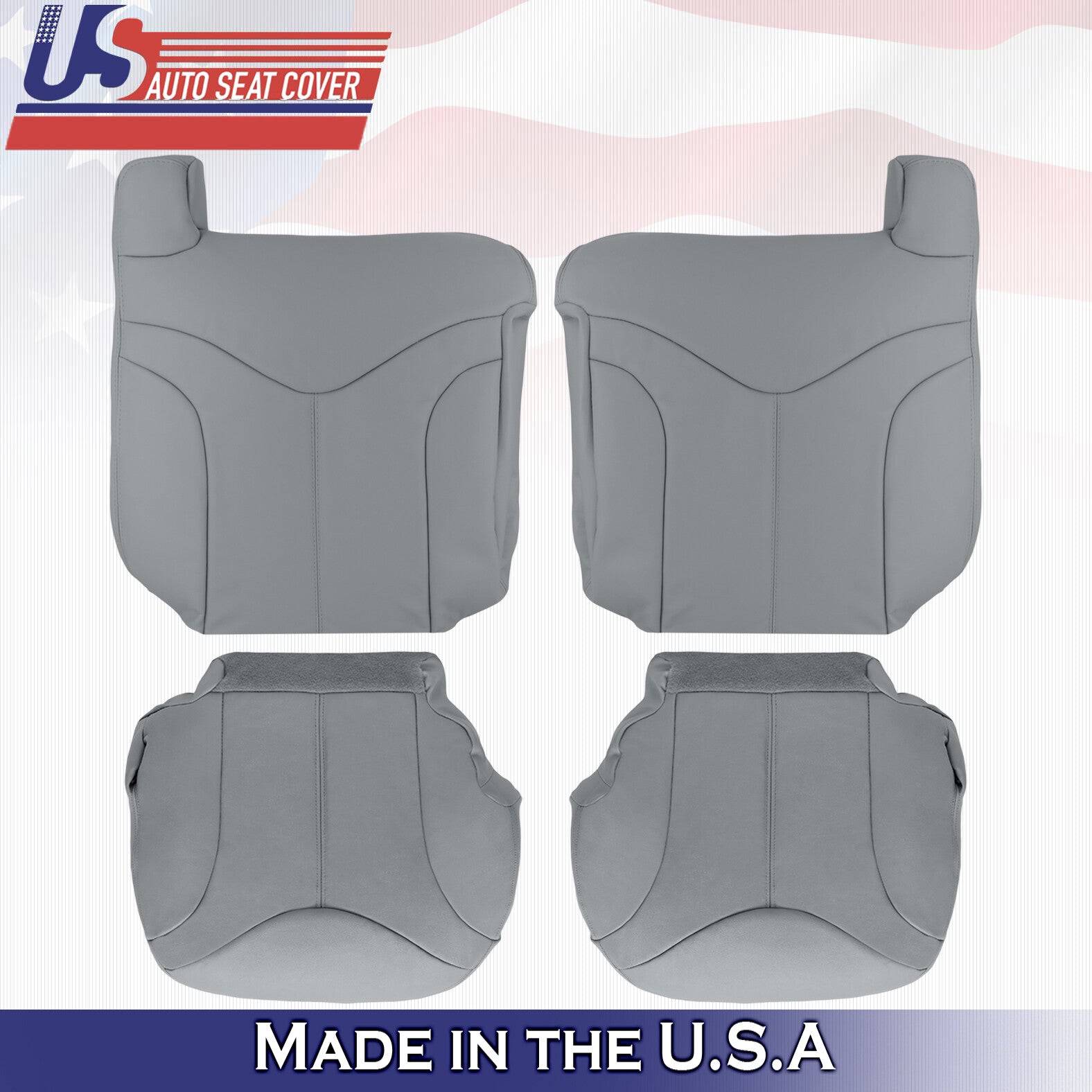 1999 2000 For GMC Yukon XL SLT SLE Front 2x Top & 2x Bottom Leather Covers Gray