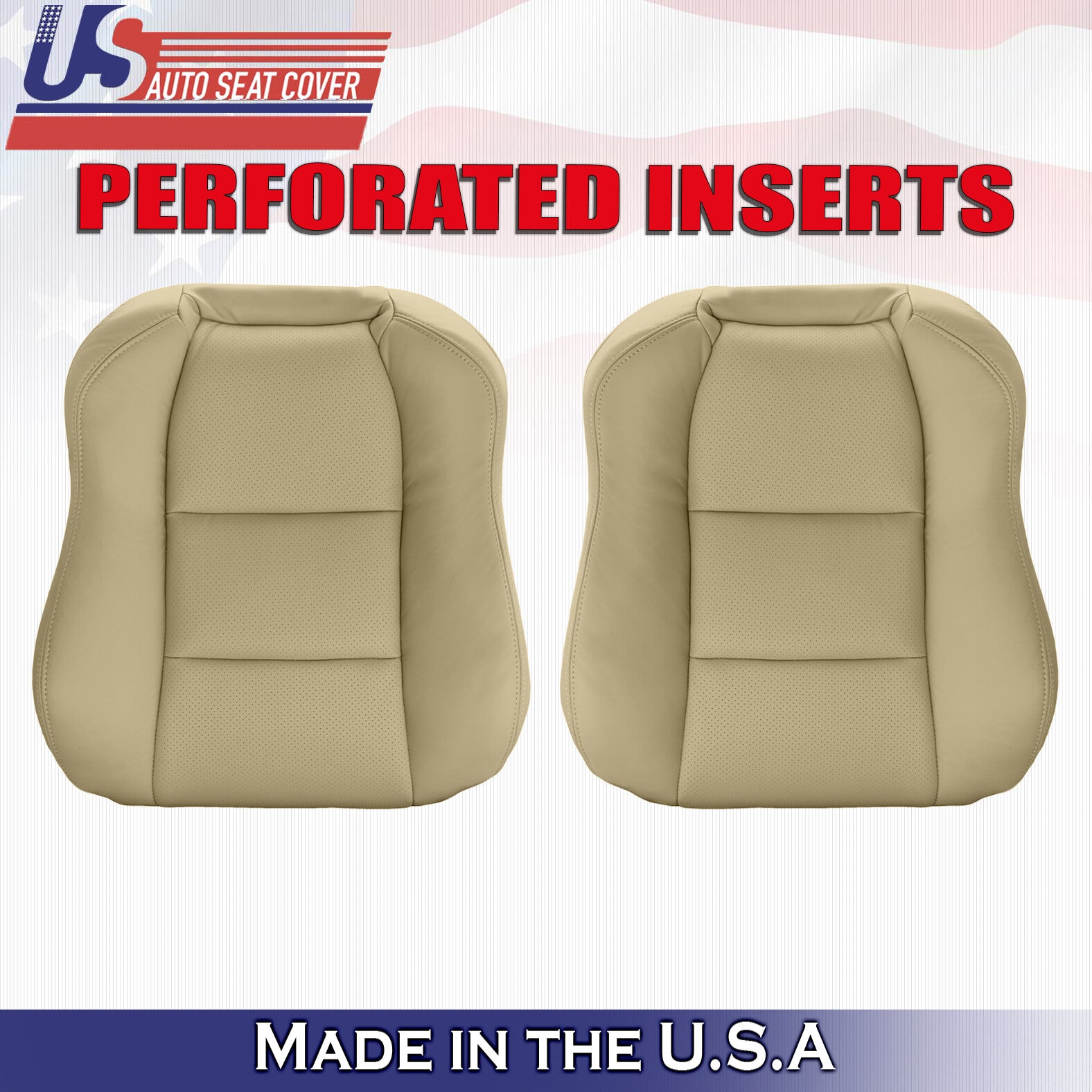 2004 Fits Acura TL Driver & Passenger 2x Top Perforated Leather Seat Covers Tan
