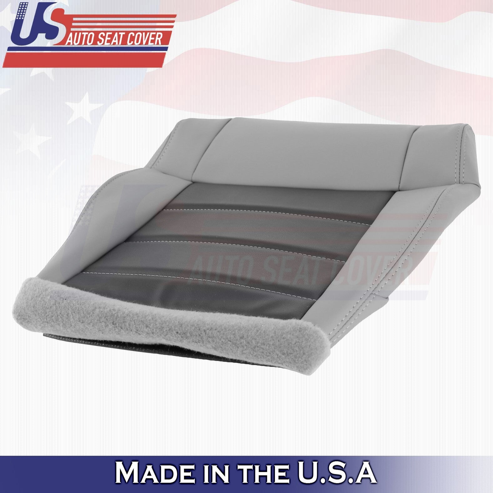 2010 For Jeep Wrangler Front Passenger Bottom Synthetic Leather Seat Cover Gray