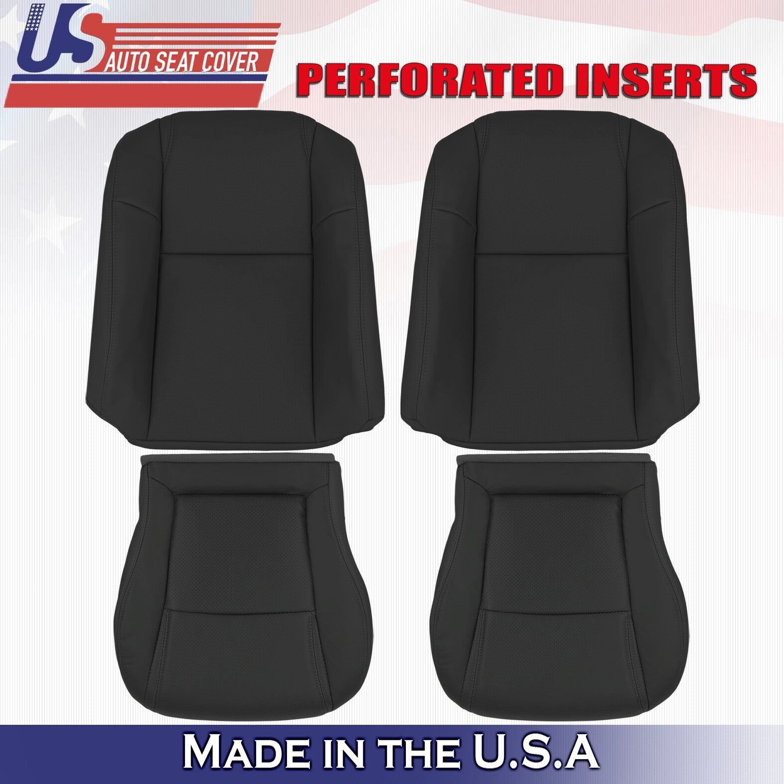 2003 to 2005 For Honda Pilot Front Set Tops & Bottoms Synth Leather Covers Black