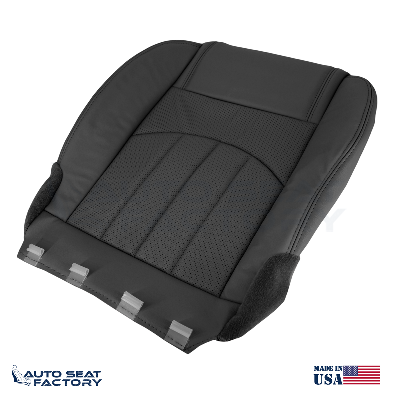 Fits 2013 - 2017 GMC Acadia Perforated Driver Bottom Black Vinyl Seat Cover