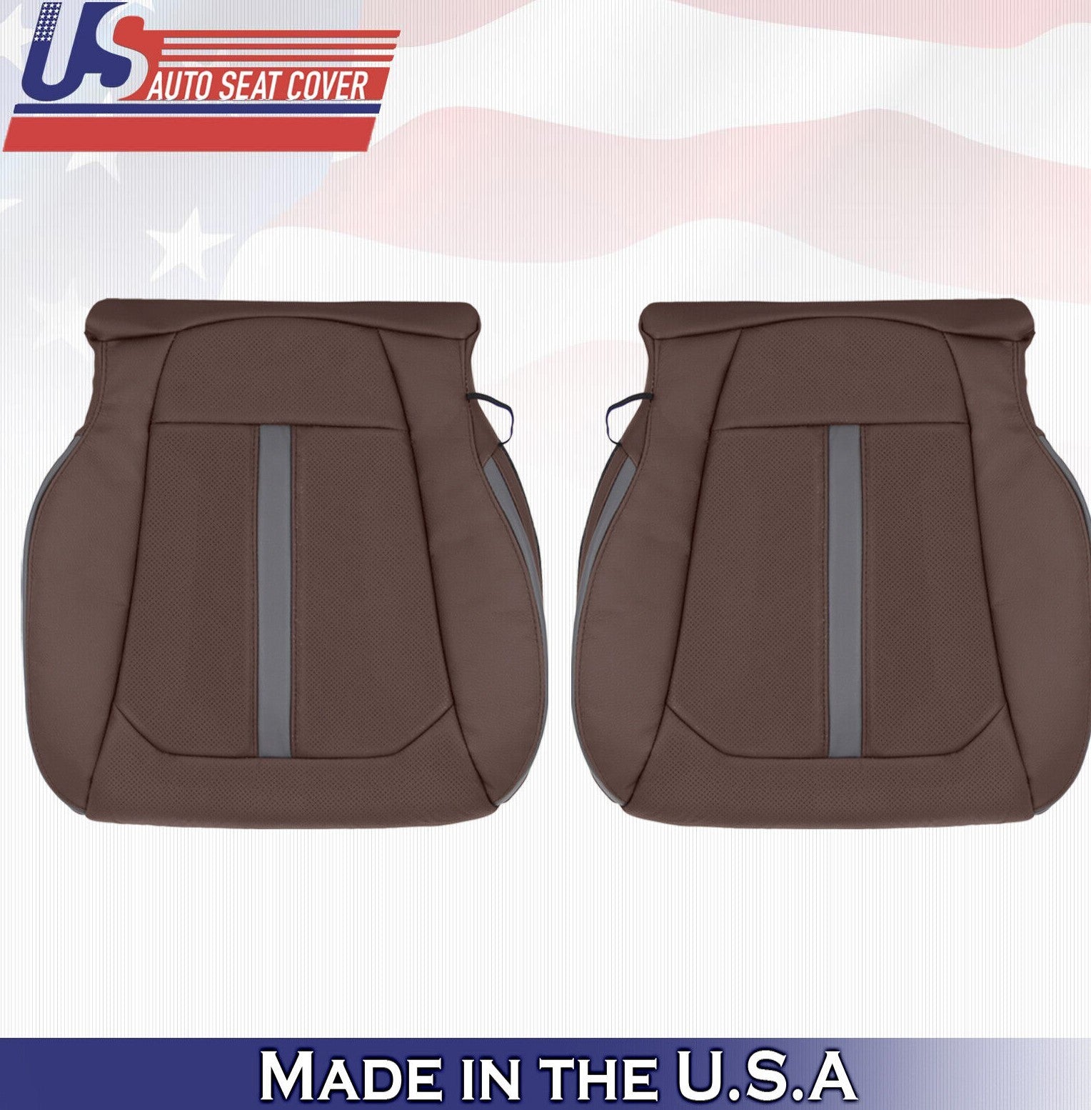2016 For Ford F150 Platinum Driver & Passenger Bottom Leather Seat Covers Brown