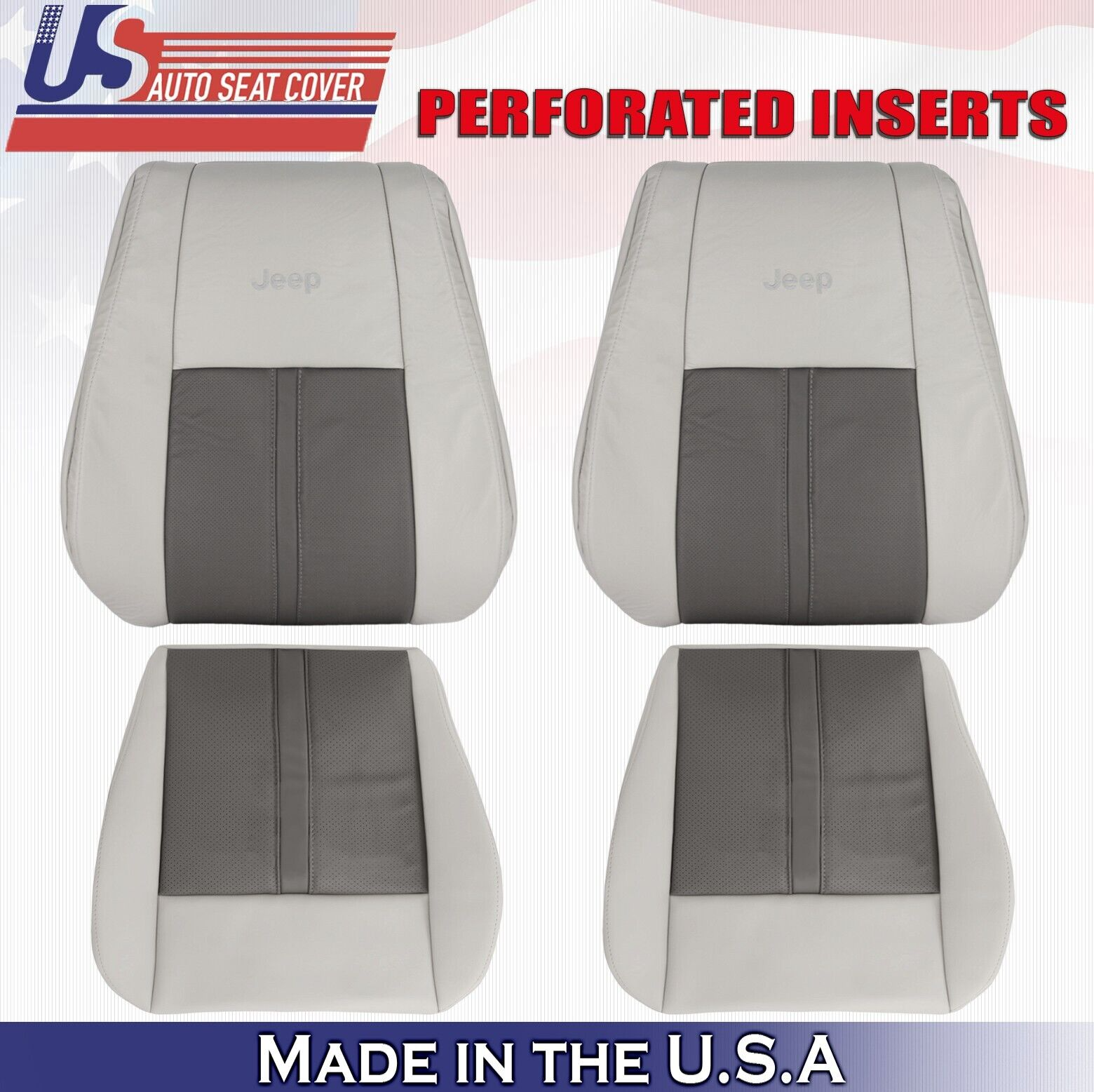 2006 For Jeep Grand Cherokee Limited 2 Top & 2 Bottom Leather Seat Covers Tan