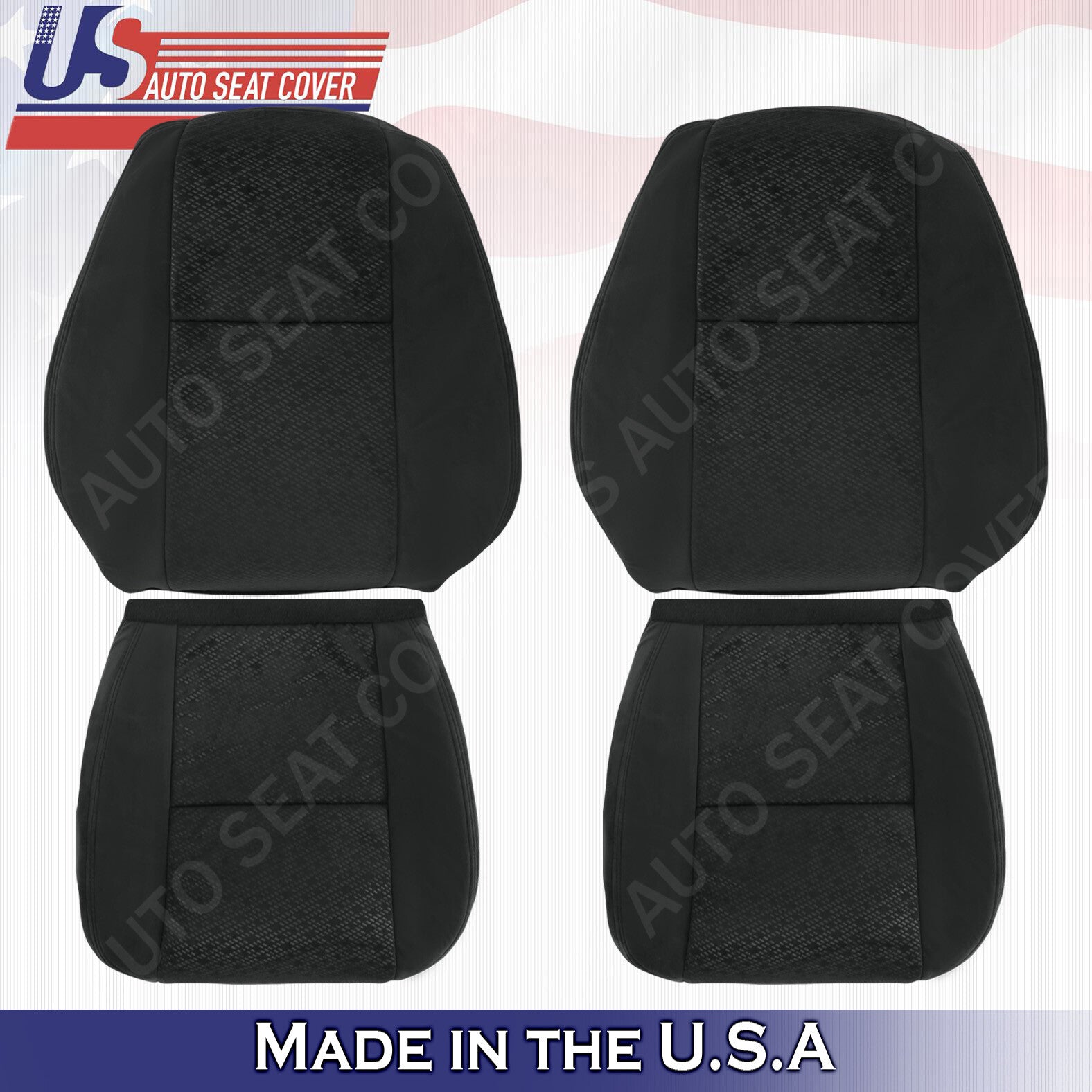 For 2007 2008 GMC Sierra 1500 2500HD 3500HD Front SET Cloth Seat Cover Black