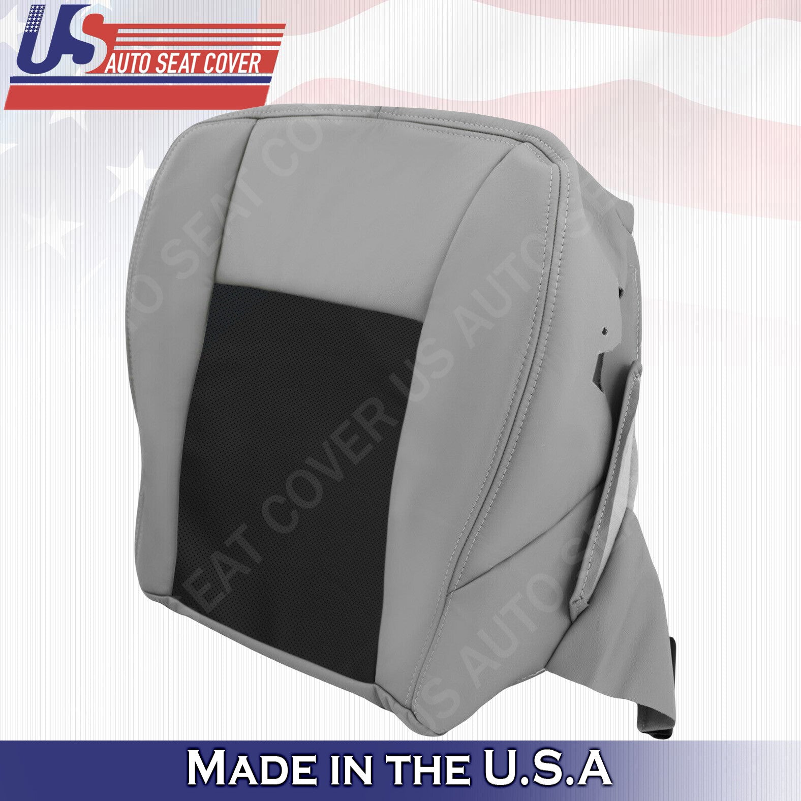 PASSENGER Bottom Perforated Leather Seat Cover 2003 2007 Cadillac CTS Blk & Gray