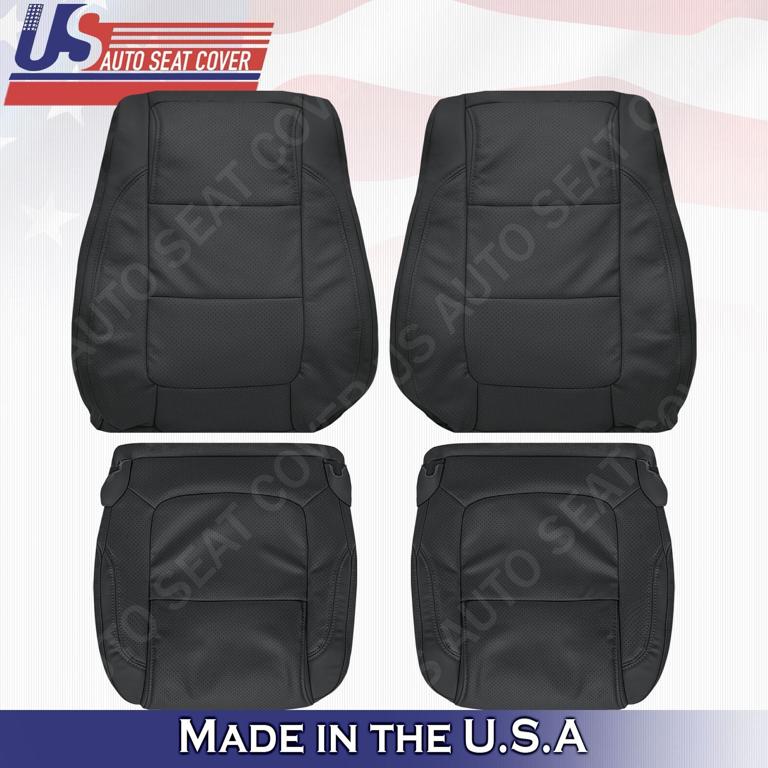 2011 to 2015 For Ford Explorer Front 2x Bottom & 2x Top Leather Seat Covers BLK