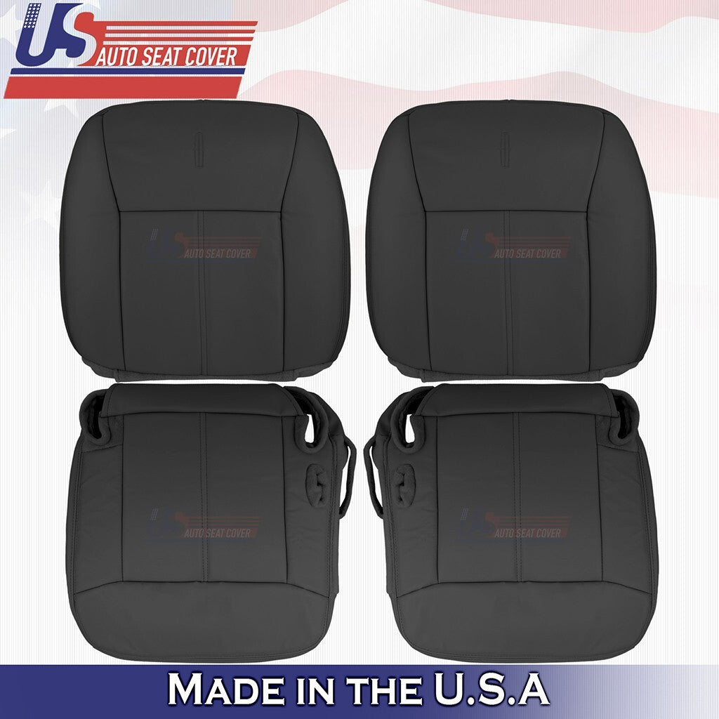 2003 - 2011 For Lincoln Town Car Front 2x Top 2x Bottom Leather Seat Cover Black