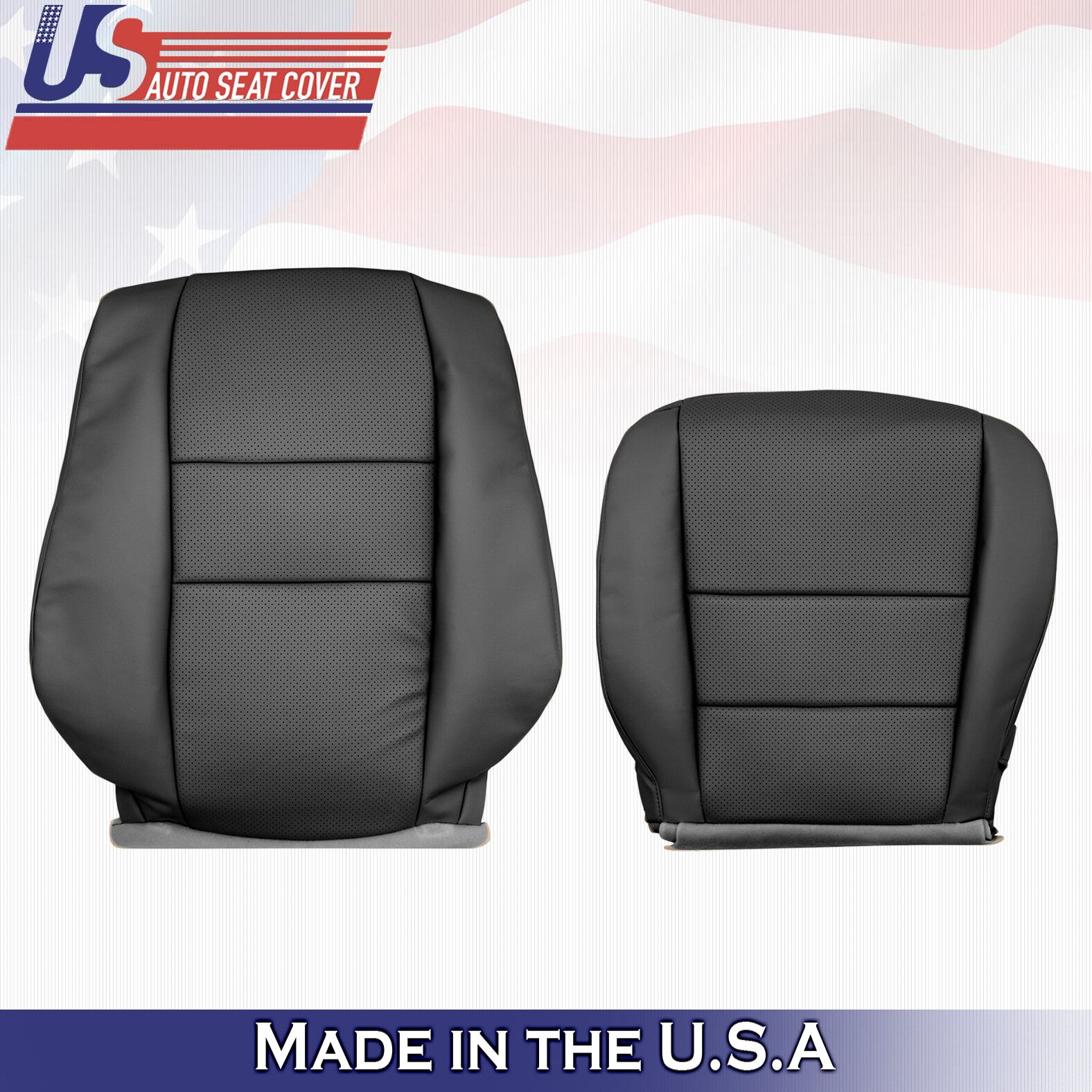 For 2005 to 2008 Acura RL Passenger Top & Bottom Leather Cover Black Perforated