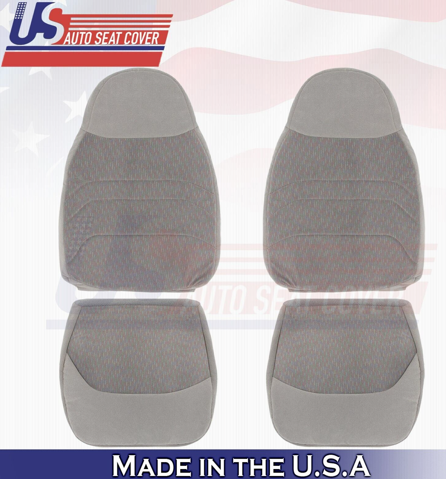 1996 For Ford F150 F250 F350 XLT Front 2 Top & 2 Bottom Cloth Seat Covers Gray