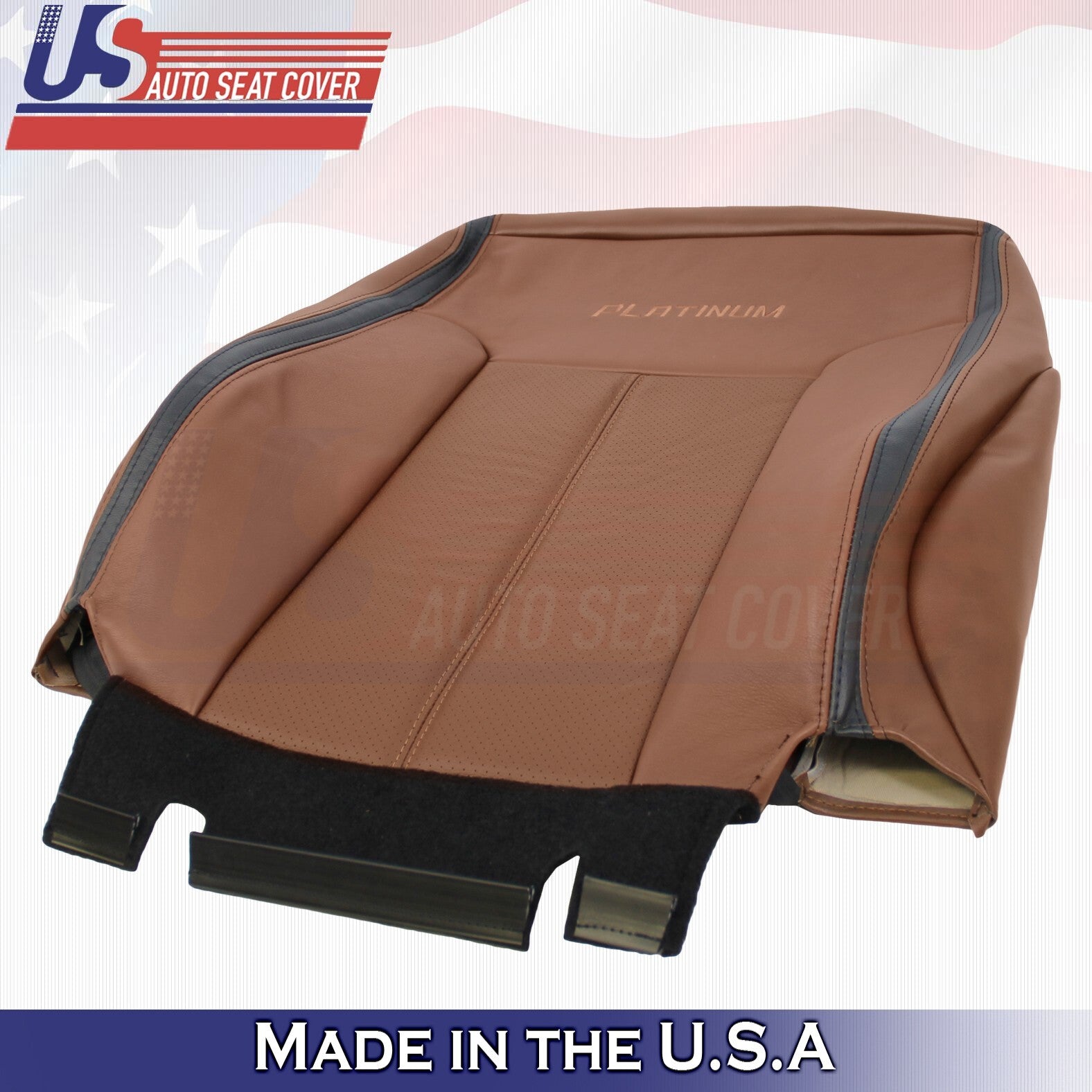 2013 to 2016 For Ford F350 Platinum Passenger Top & Bottom Leather Covers Brown