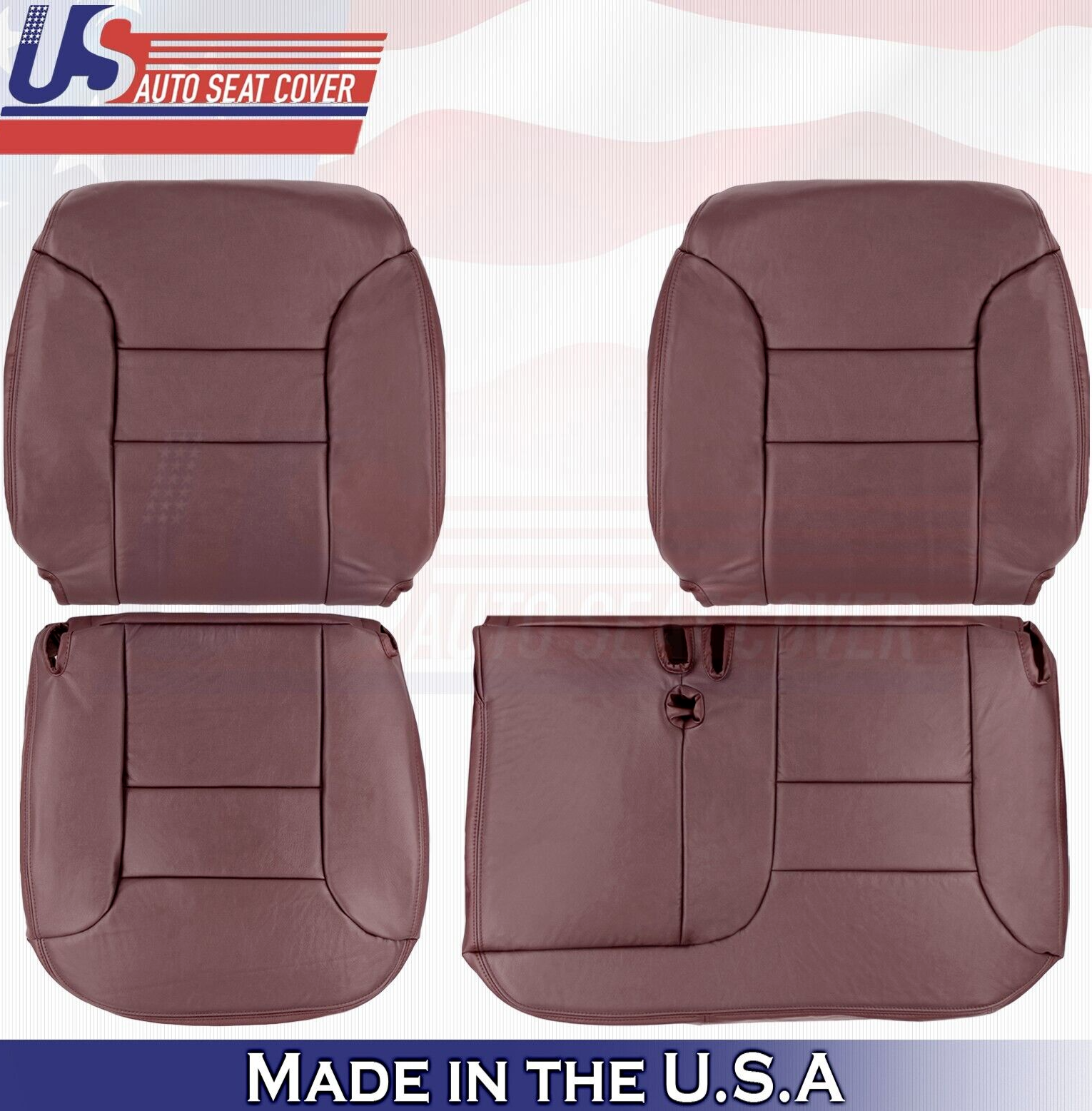 1999 2000 For Chevy Silverado 1500 2500 3500 2 Top & 2 Bottom Leather Covers Red