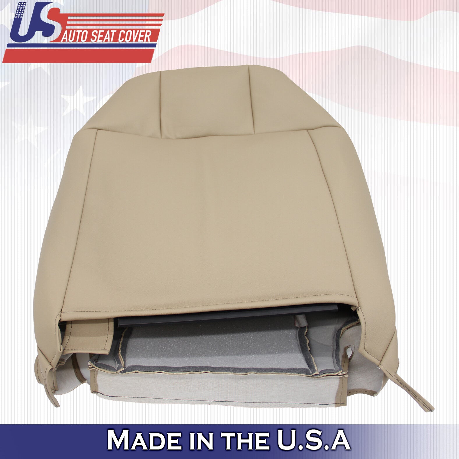 2005 to 2009 For Ford Mustang V6 Driver Side Top Leather Seat Cover in Tan