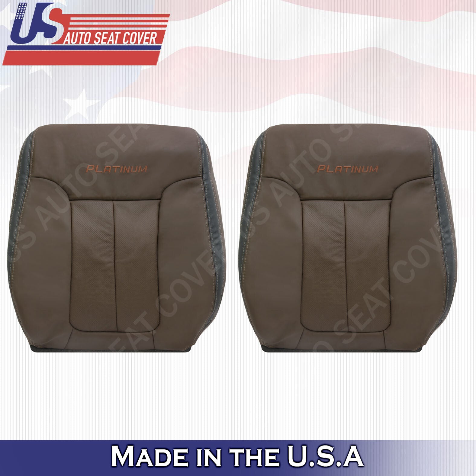 2009- 2012 Fits For Ford F150 Platinum Driver Passenger Top Leather Covers Brown