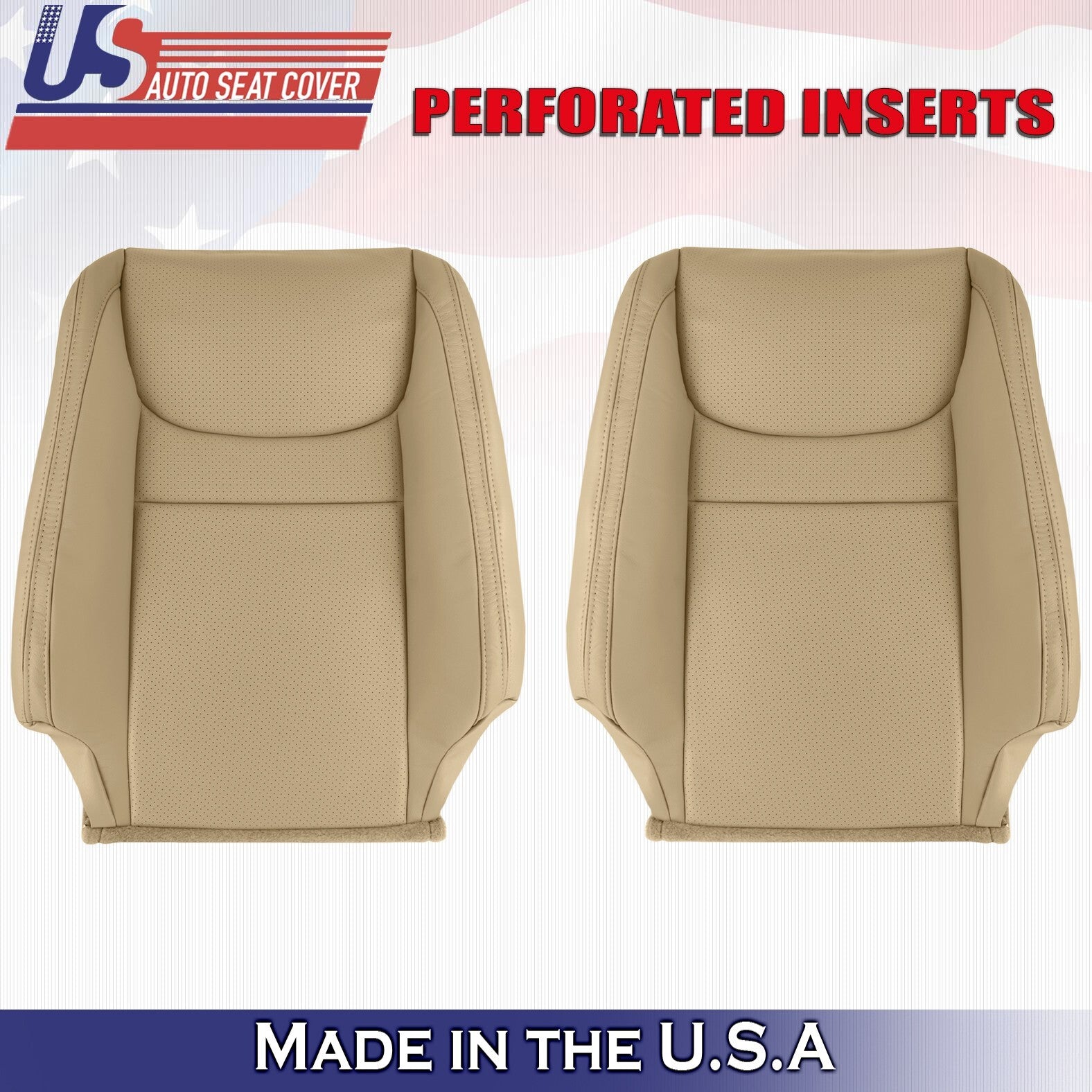 2000 to 2002 For Toyota Highlander Driver &Passenger Top Perf Leather Covers Tan