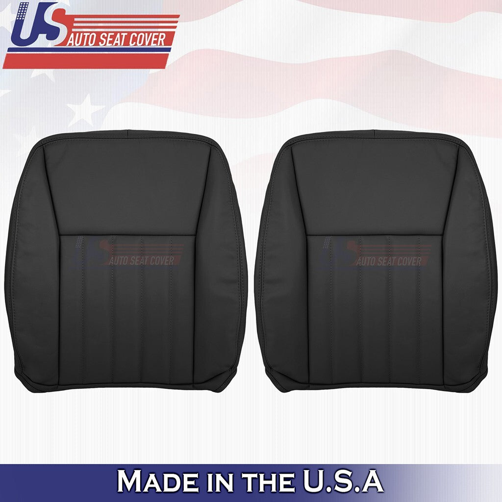 2003 to 2005 Fits Lincoln Town Car Front Set Bottoms &Tops Leather Cover Black