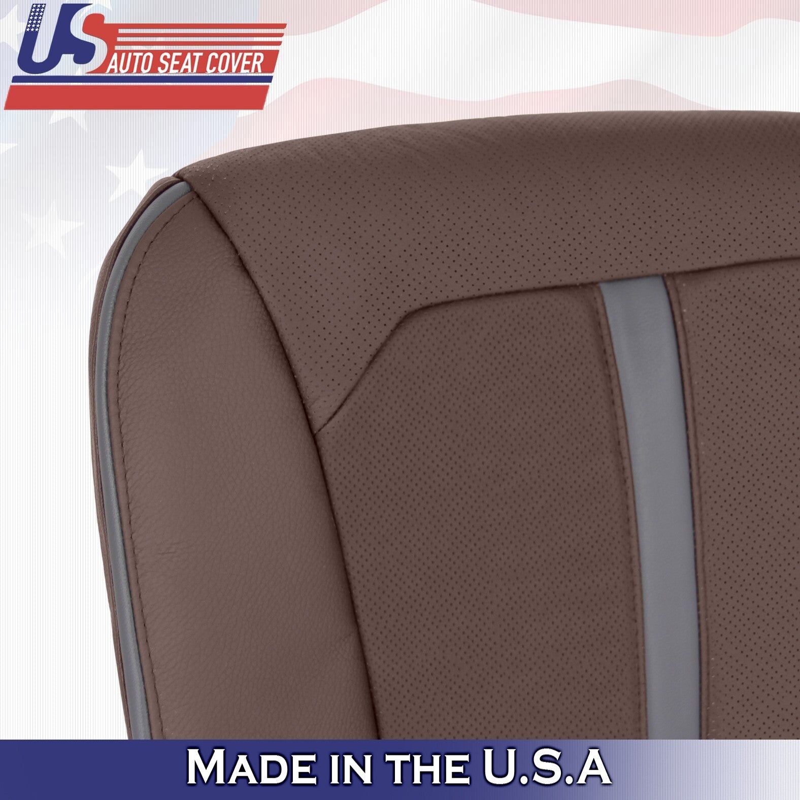 2015 to 2020 For Ford F150 Platinum 2 Top & 2 Bottom Leather Seat Covers Brown