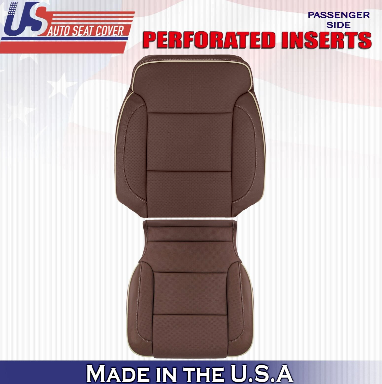 2018 For Chevy Silverado High Country Passenger Top Bottom Leather Covers Brown