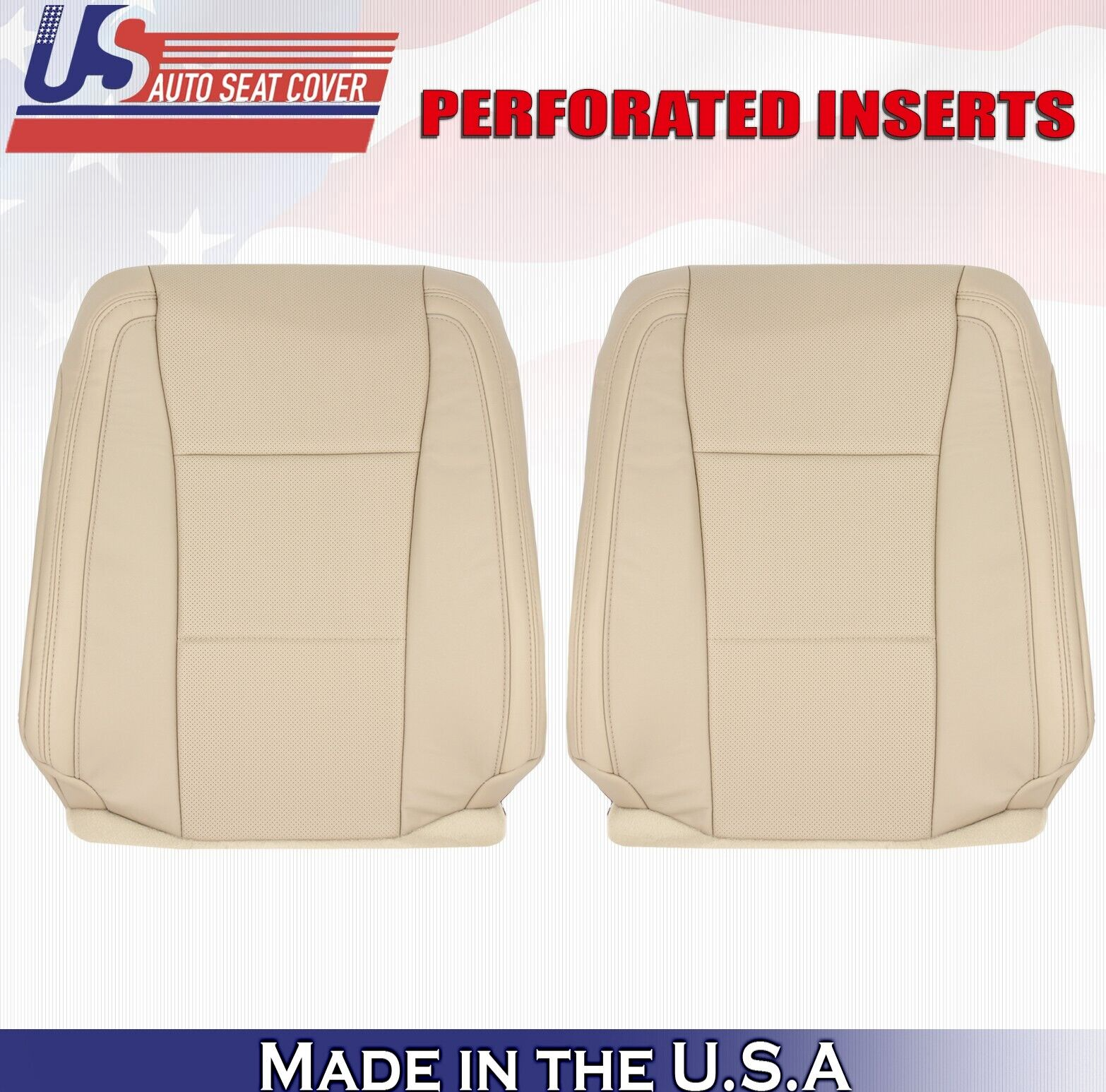 2016 For Ford F150 Lariat Driver & Passenger Top Perf Leather Seat Covers Tan