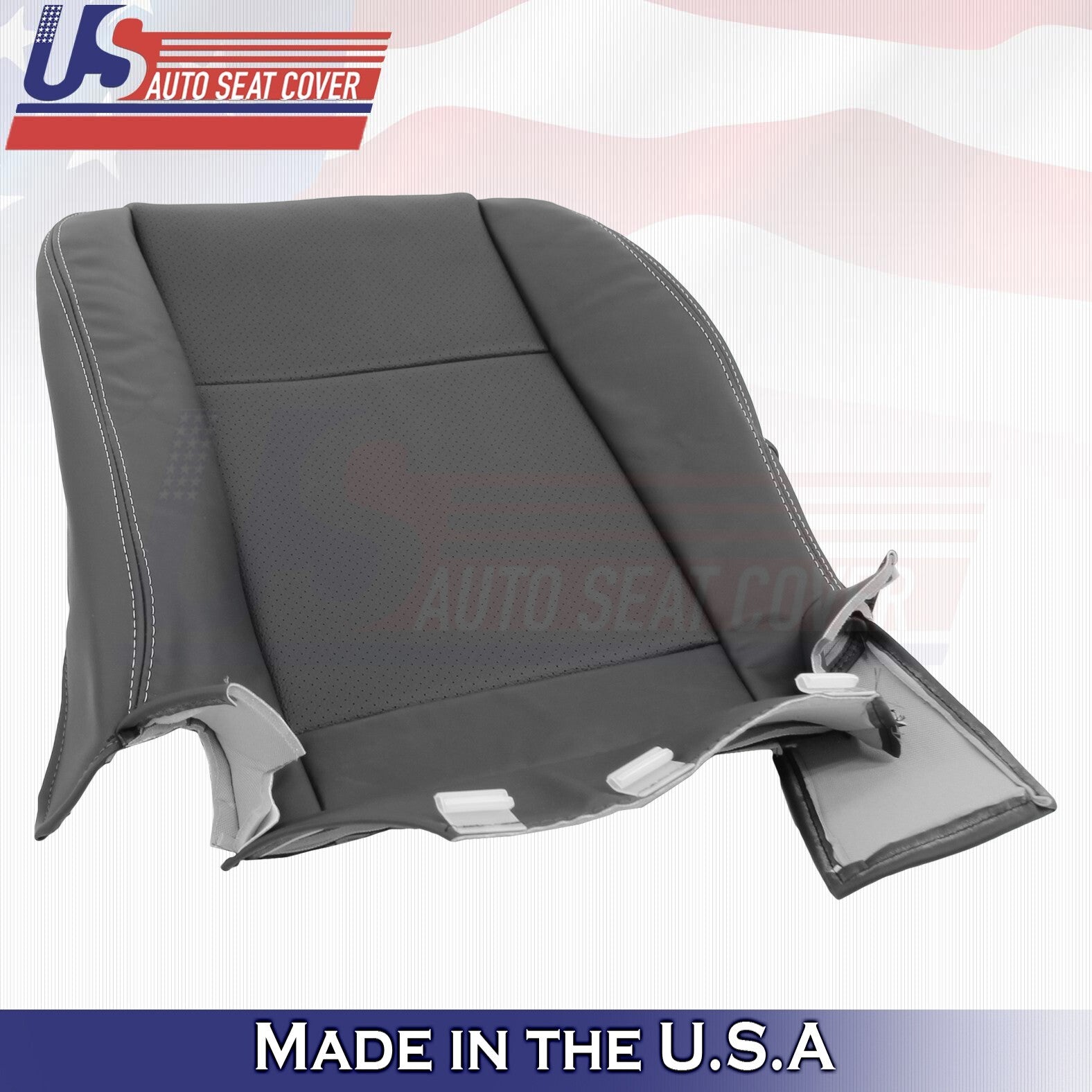 2014 2015 For Dodge Charger Driver & Passenger Bottom Leather Seat Covers BLK