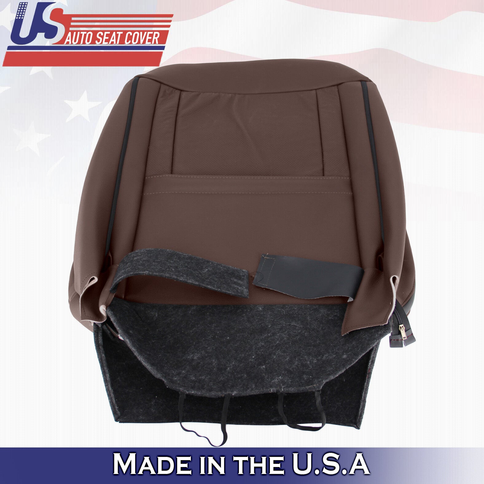 2018 For Ford F150 Platinum Passenger Top Perforated Leather Seat Cover Brown