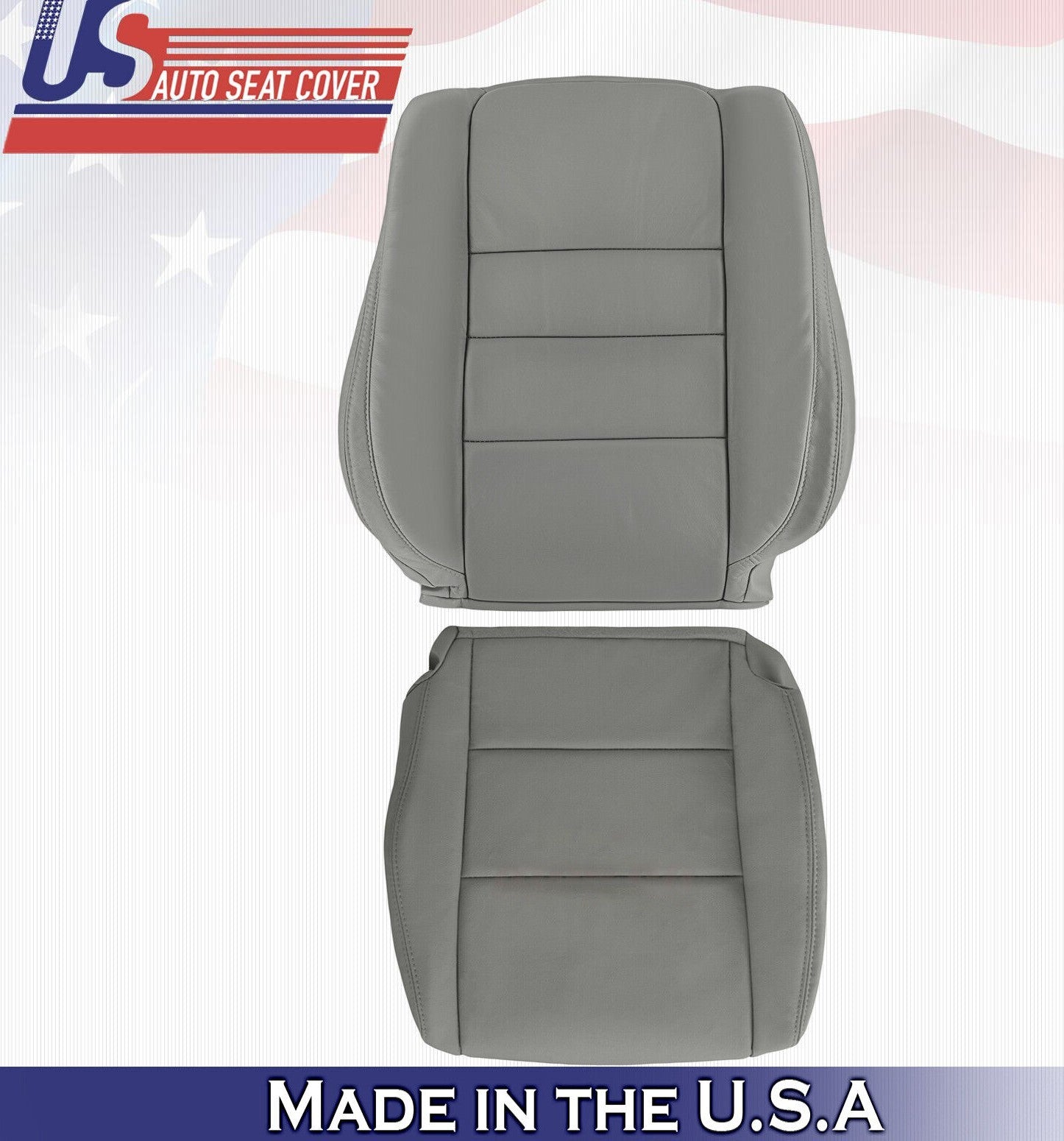 2011 2012 For Honda Accord Sedan Driver Top & Bottom Leather Seat Covers Gray