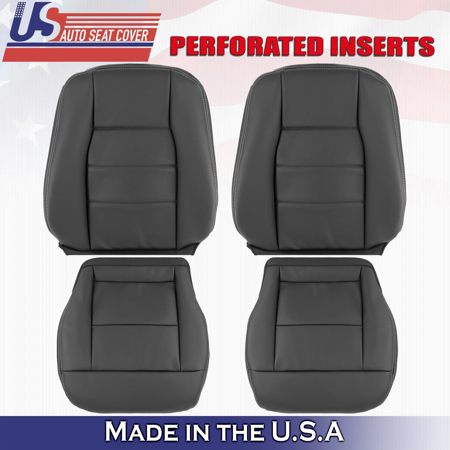 2010-2014 Fit Mercedes Benz E350 Driver & Passenger Top Bottom Leather Cover Blk