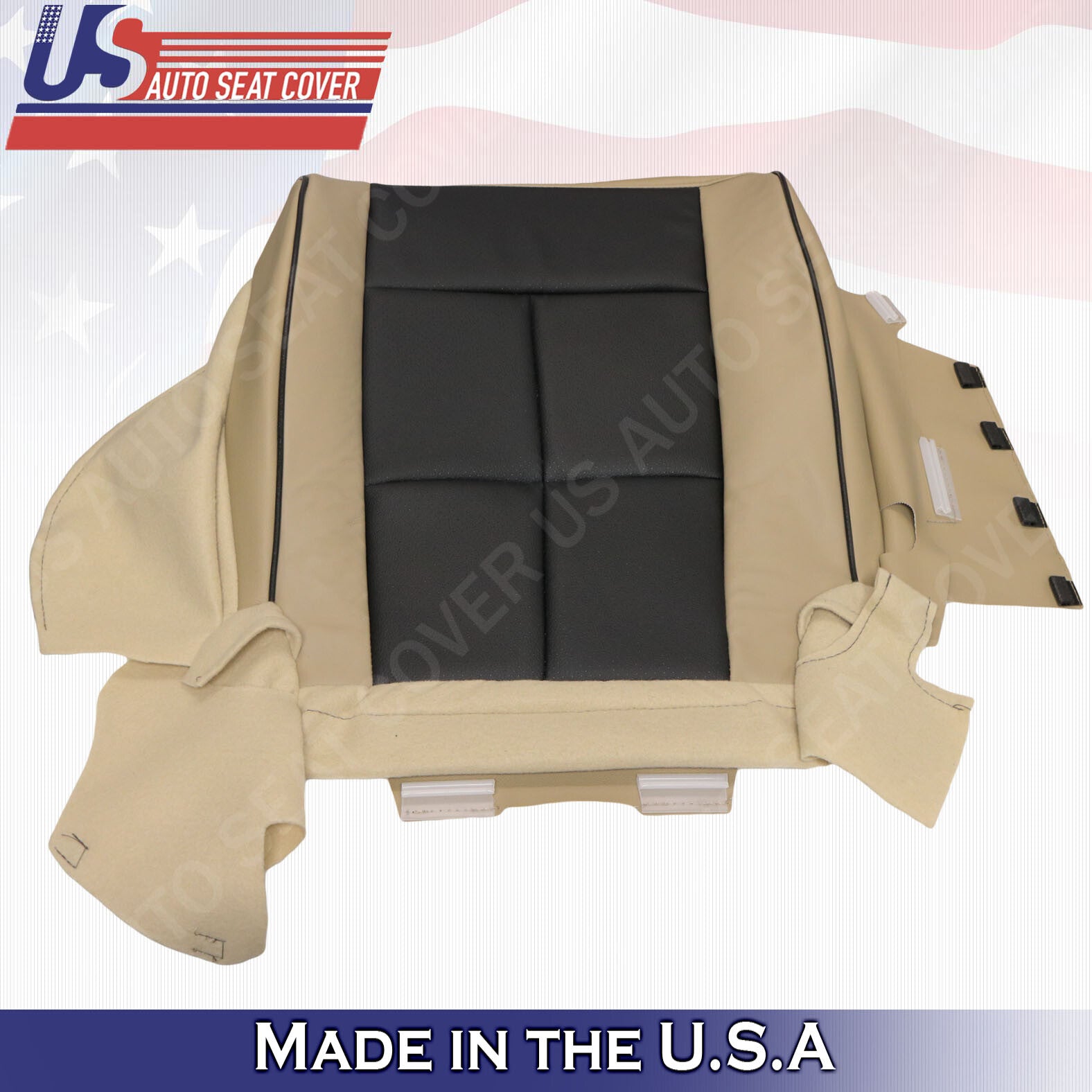 2011 to 2014  Lincoln Navigator Passenger Bottom Perforated seat Cover Black/Tan