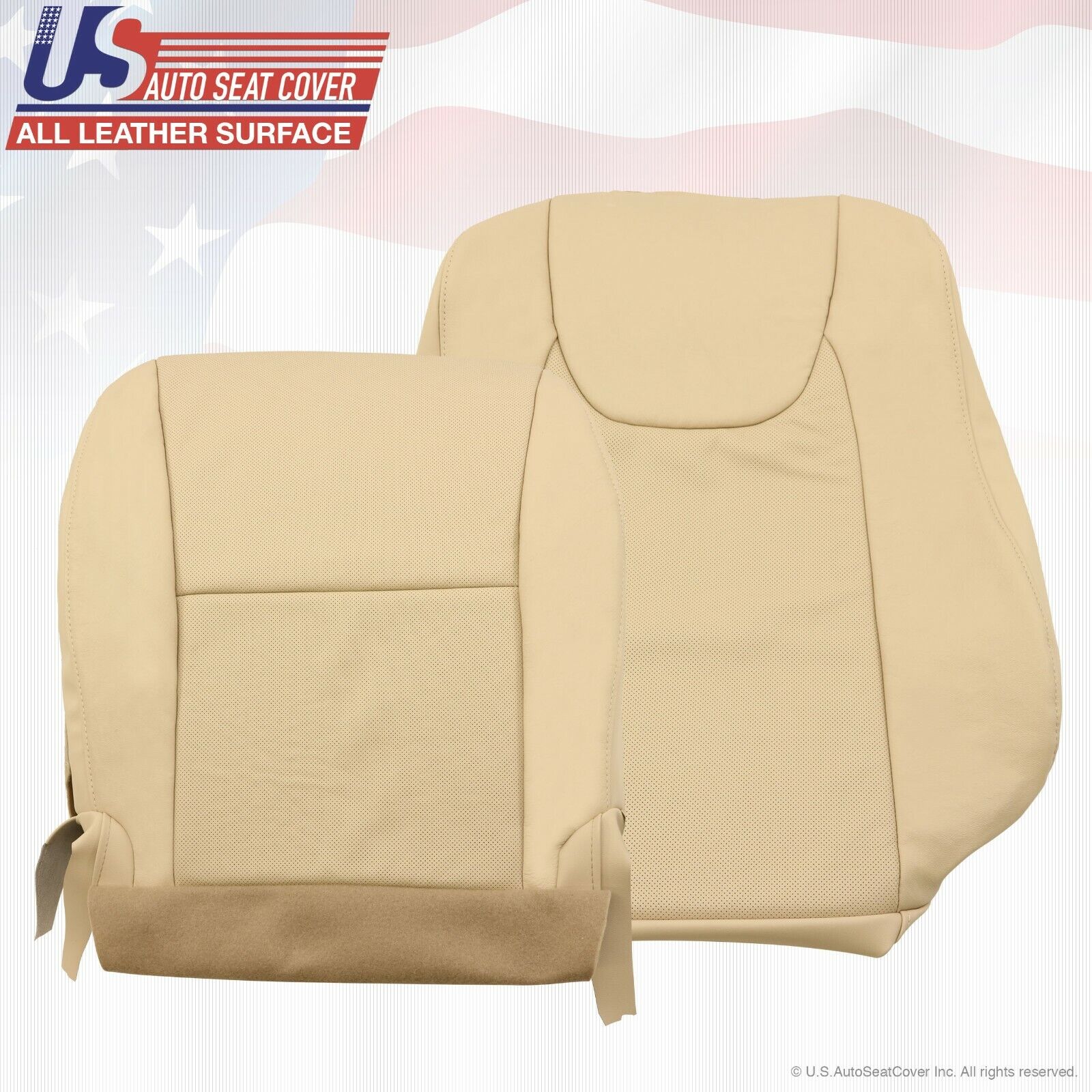 Passenger Top & Bottom Leather Seat Cover Tan 2010 to 2015 For Lexus RX450H