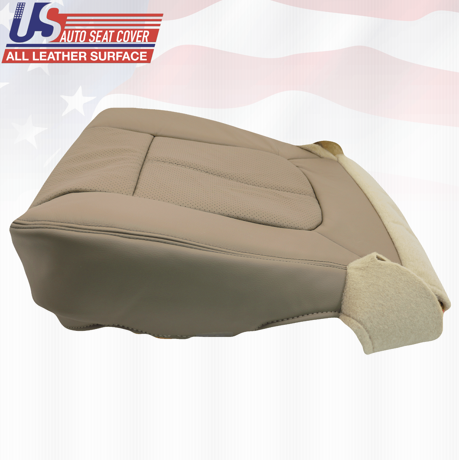 2013 to 2016 Fits Ford F250 Lariat Driver Bottom Leather Seat Cover Tan