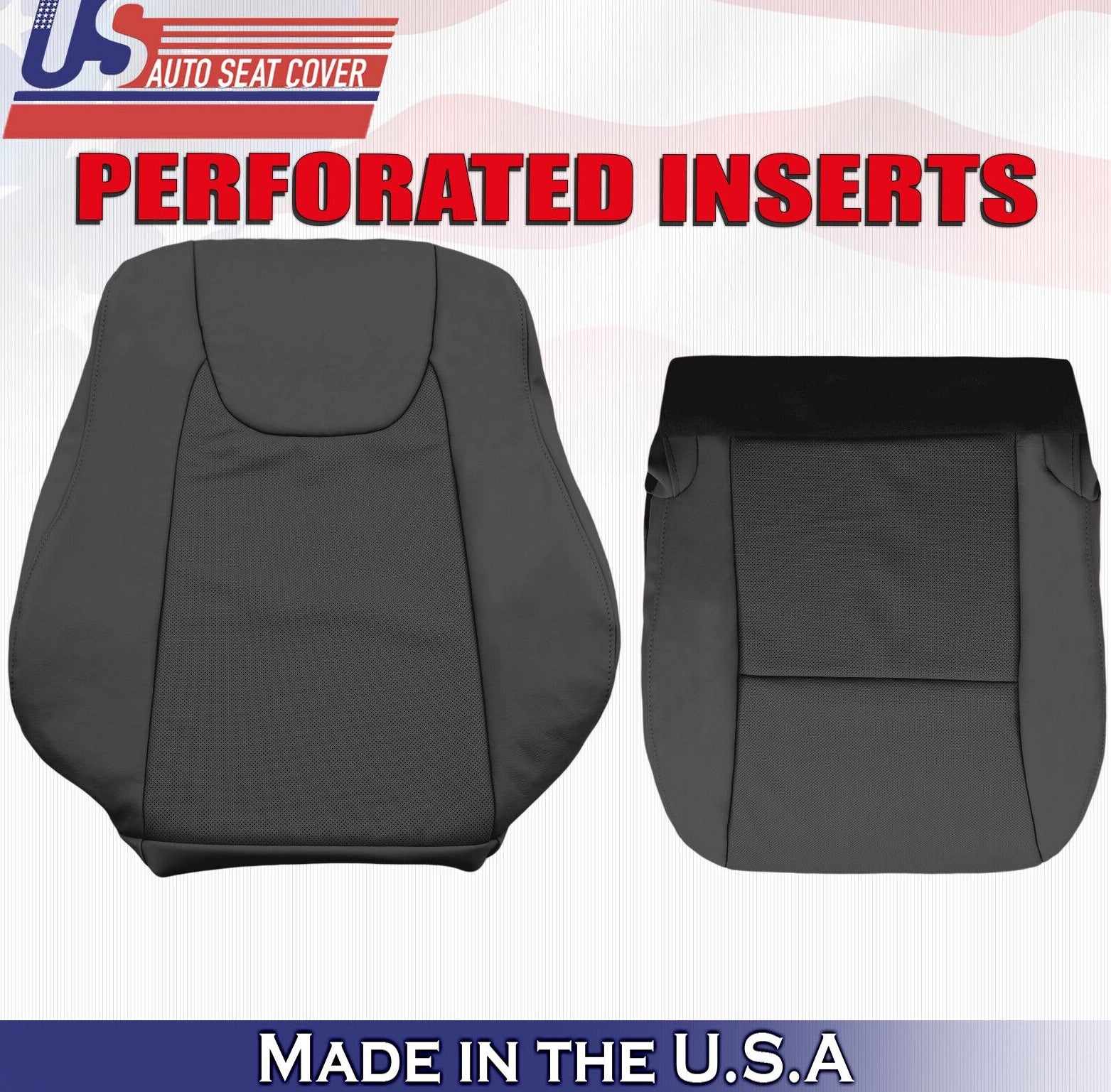 2013 For Lexus RX350 RX450H Driver Top & Bottom Perf Leather Seat Covers Black
