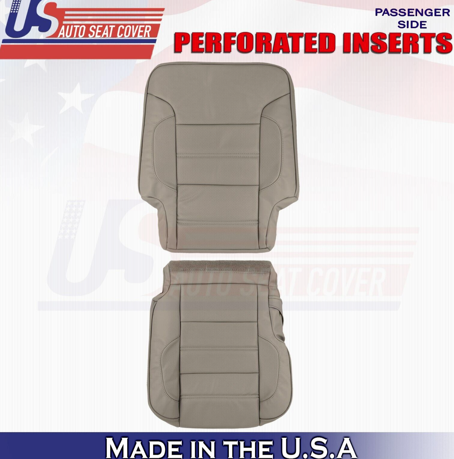 2019 For GMC Sierra Denali Rear Passenger Top & Bottom Leather Seat Covers Tan