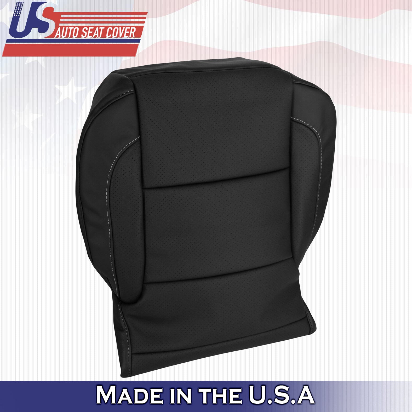 14-19 Chevy Suburban Tahoe Silverado Front Bottoms Perforated Leather Cover Blk