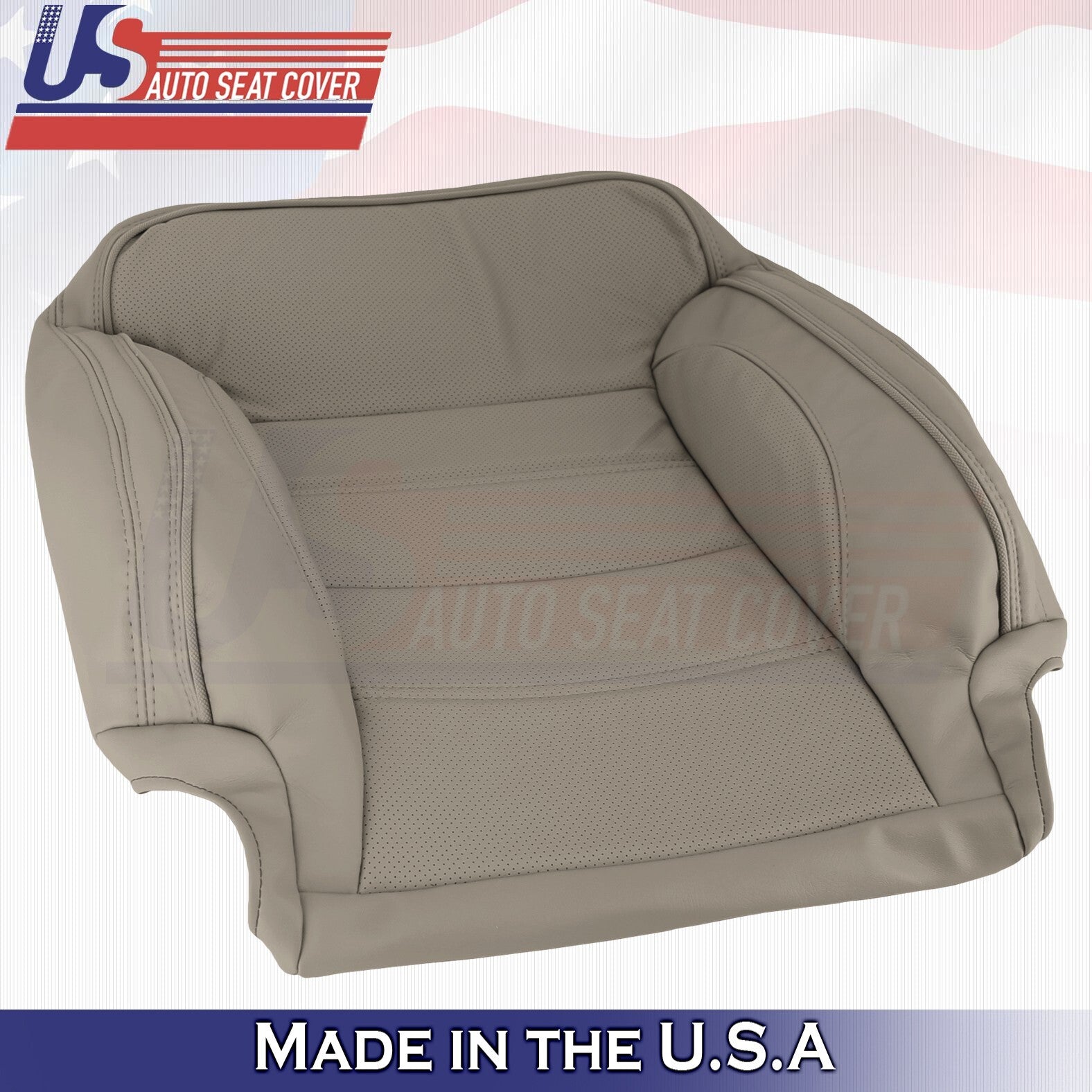 2017 For GMC Sierra Denali 2 Top & 2 Bottom Perforated Leather Seat Covers Tan