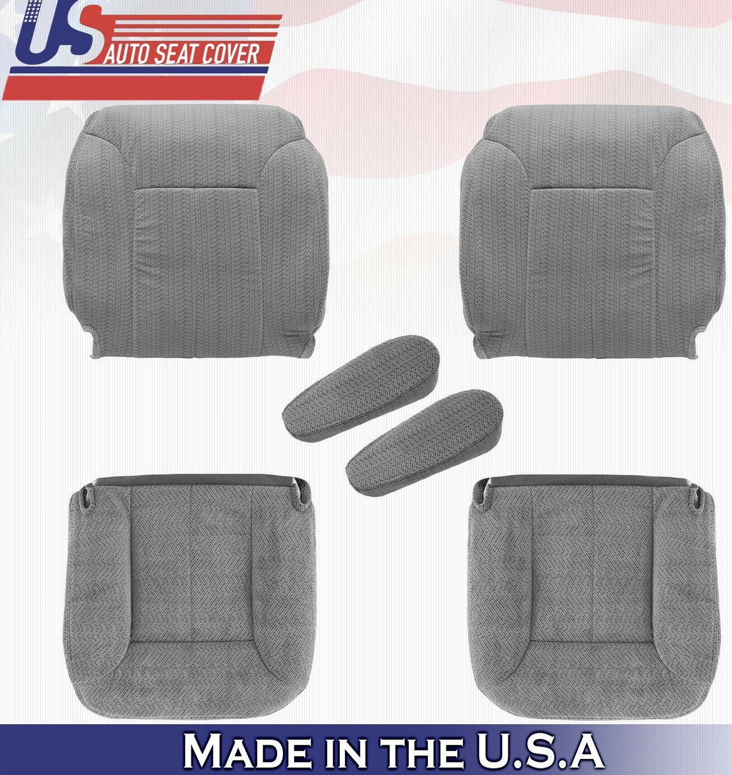 1995 to 1999 Chevy Silverado 2 Tops 2 Bottoms 2 Armrests Cloth Seat Cover Gray