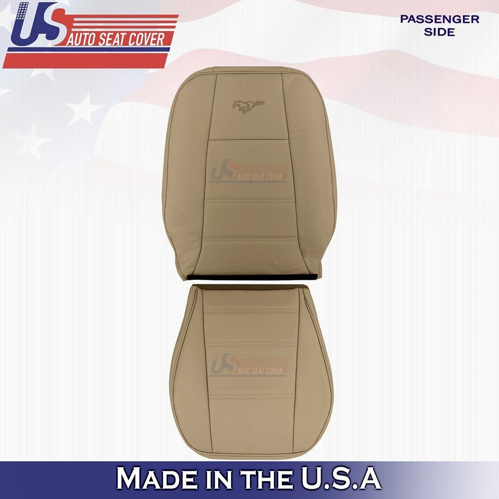 1999-2004 FOR Ford Mustang V6 Passenger Bottom & Top Genuine Leather Cover Tan